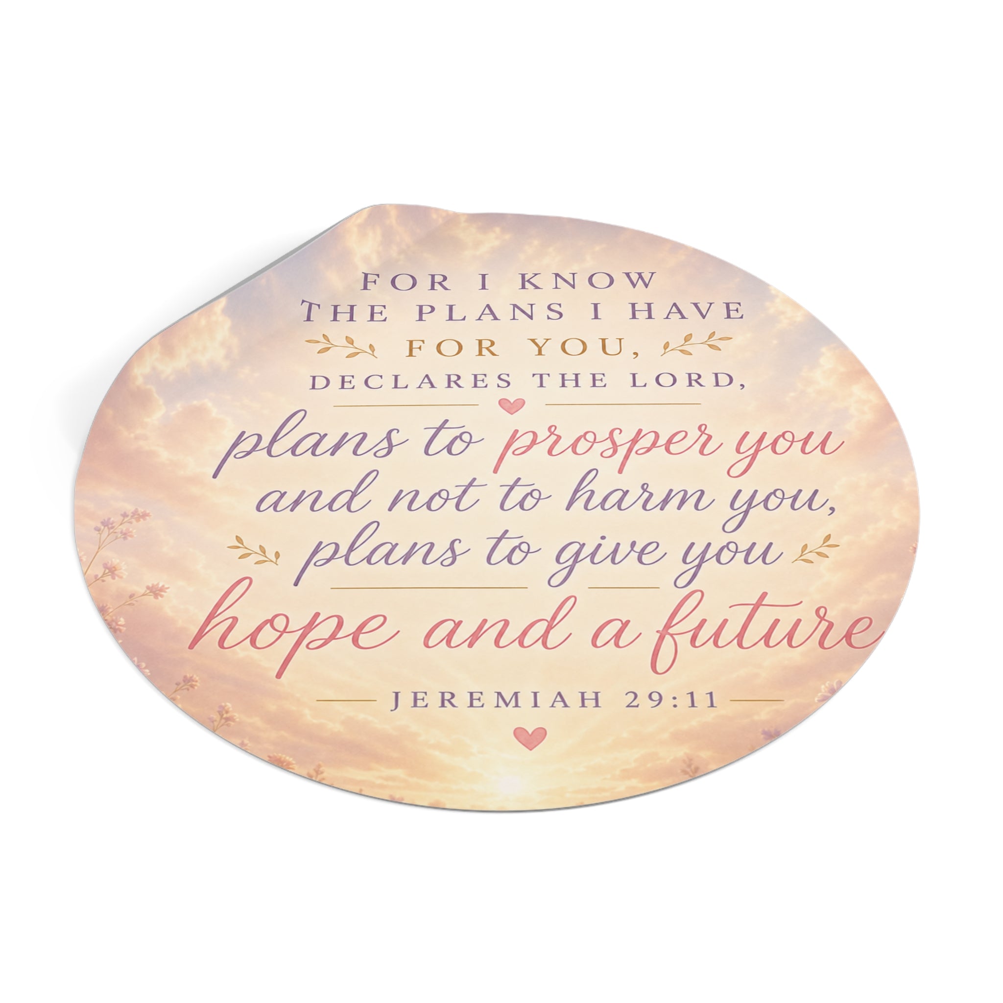 Jeremiah 29:11 Round Vinyl Sticker — "Plans to Prosper You" Inspirational Faith Sticker