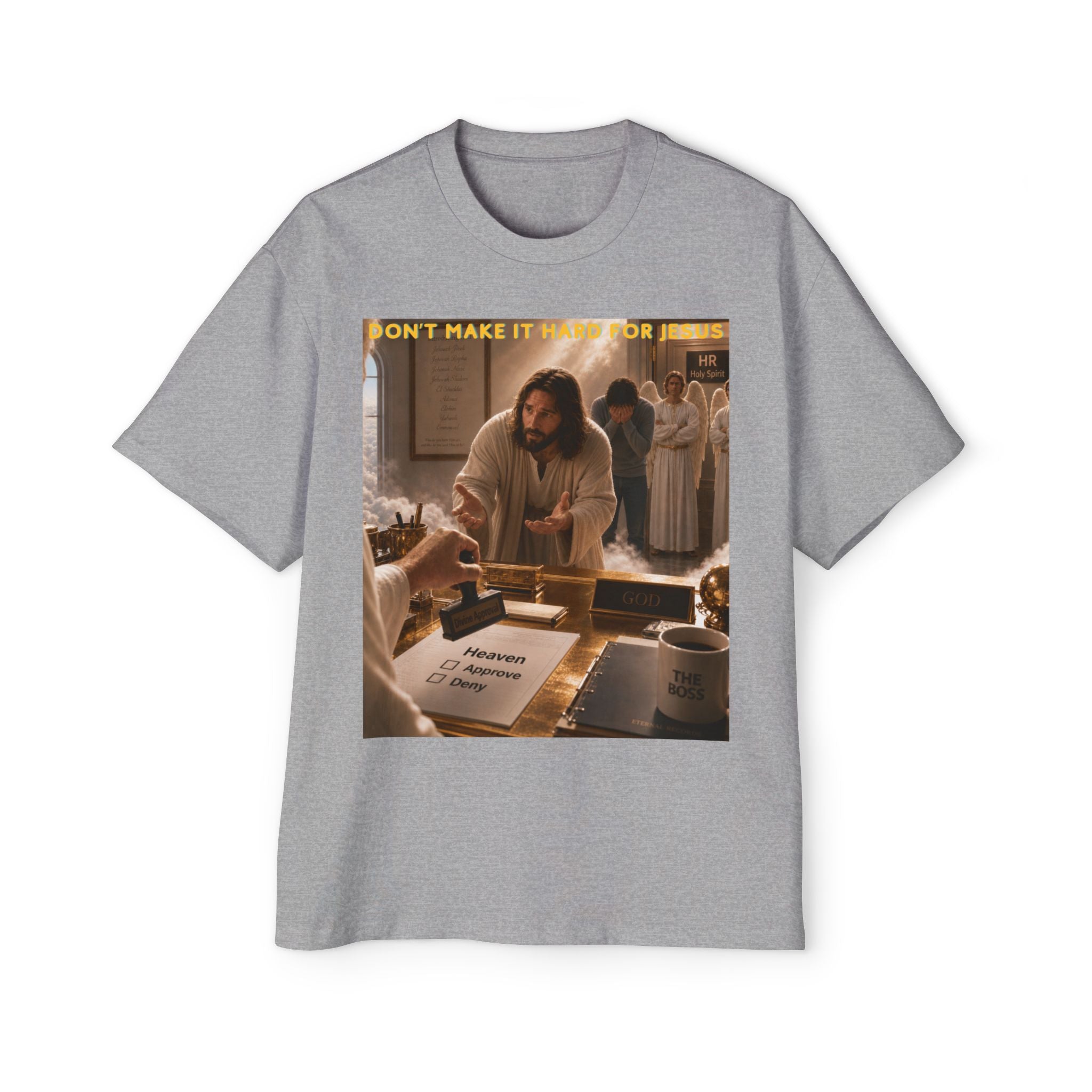 Christian Jesus Graphic Tee — "Don't Make It Hard For Jesus" Oversized Shirt