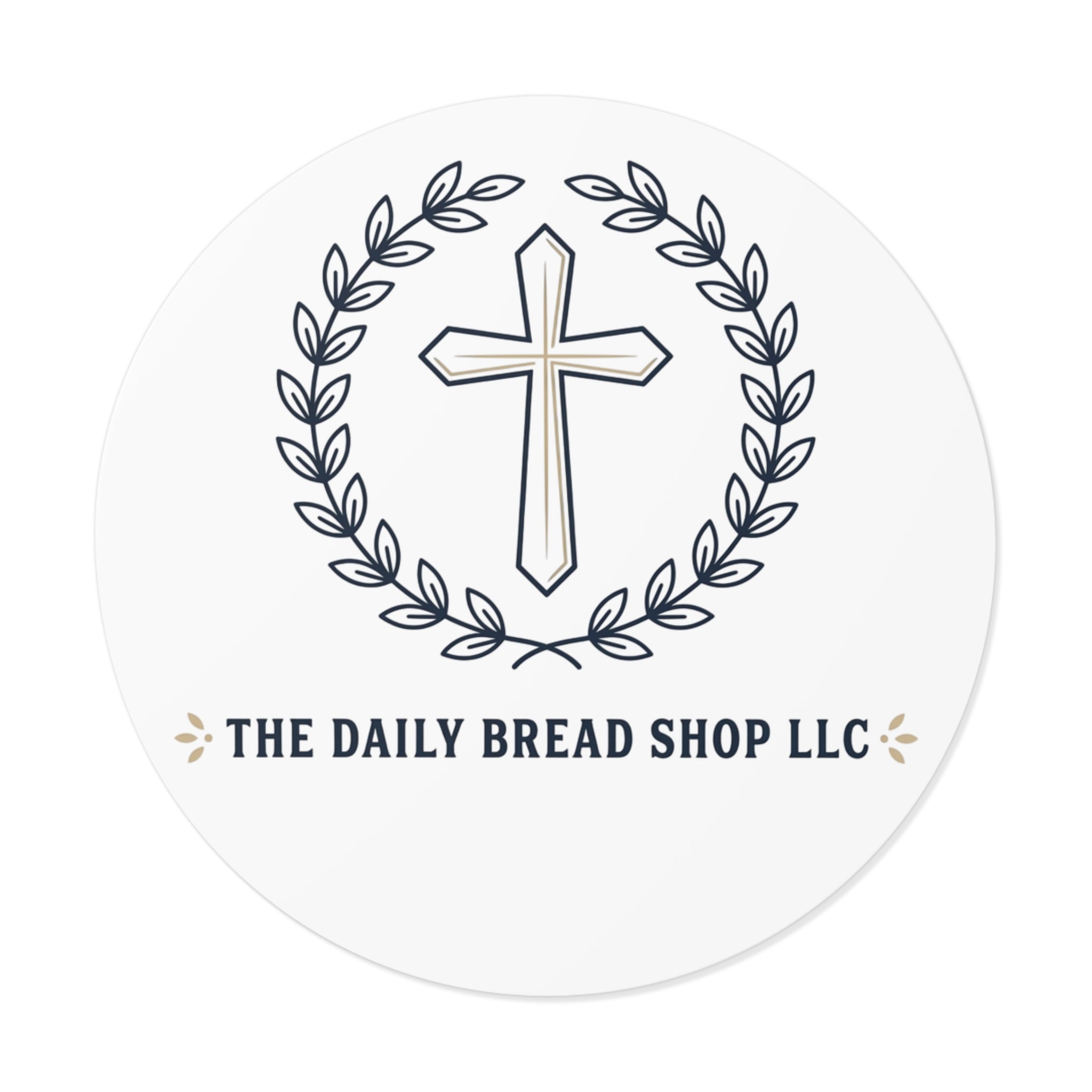 Christian Cross Logo Round Vinyl Sticker — 'The Daily Bread Shop LLC'