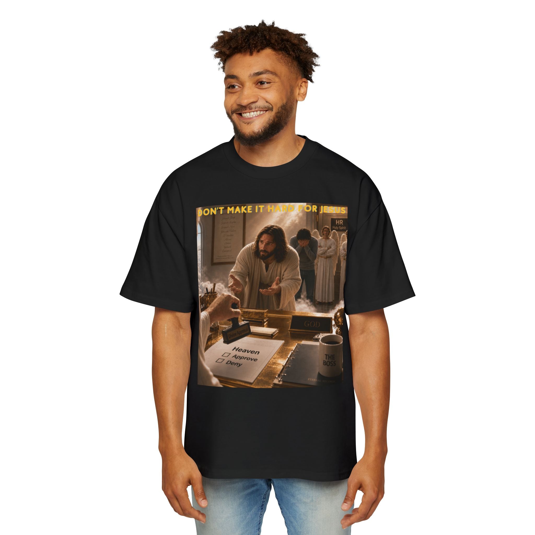 Christian Jesus Graphic Tee — "Don't Make It Hard For Jesus" Oversized Shirt