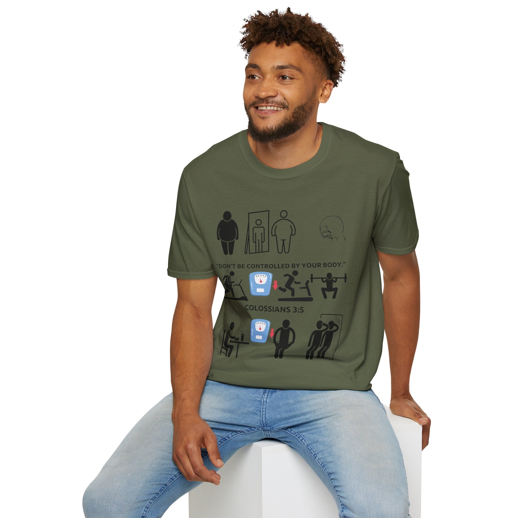 T-Shirt — “Don’t Be Controlled By Your Body” Christian Fitness Graphic