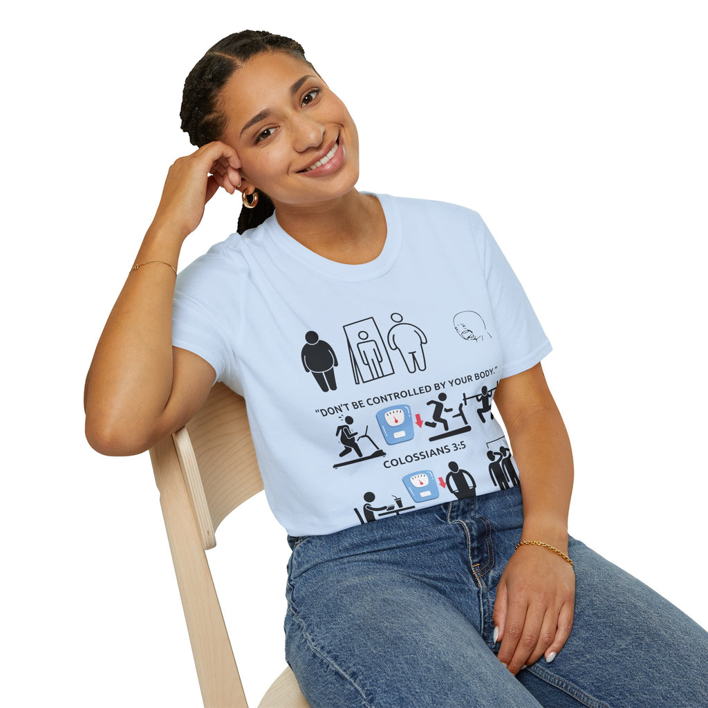 T-Shirt — “Don’t Be Controlled By Your Body” Christian Fitness Graphic