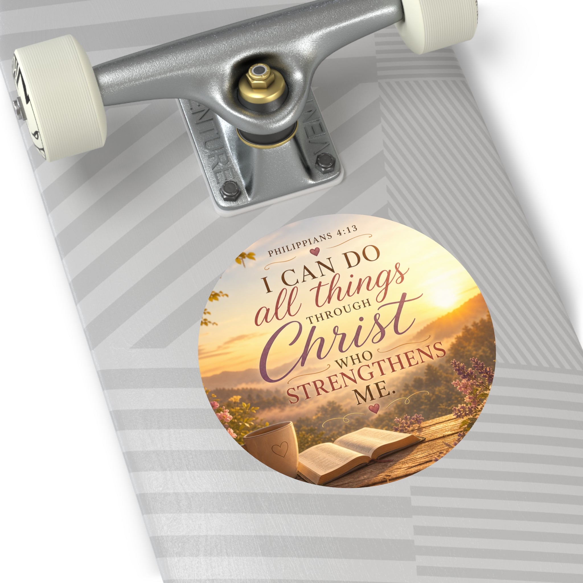 Round Vinyl Sticker — "I Can Do All Things Through Christ" Philippians 4:13 Inspirational Bible Verse