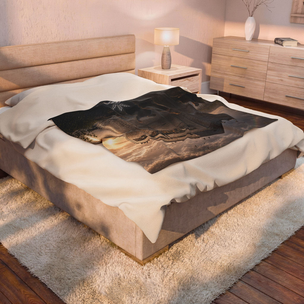 Noah's Ark Scene Velveteen Plush Blanket — Family Biblical Noah's Ark Throw