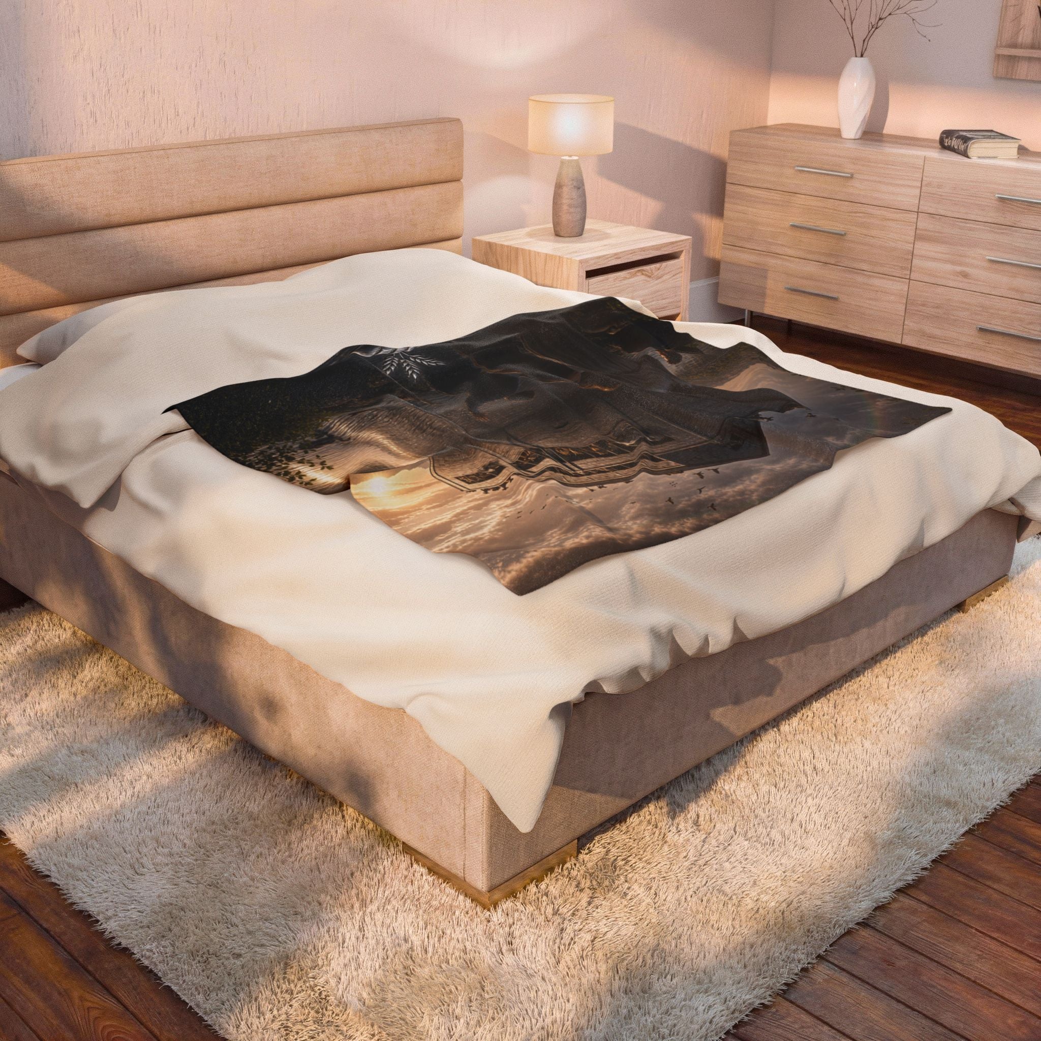 Noah's Ark Scene Velveteen Plush Blanket — Family Biblical Noah's Ark Throw