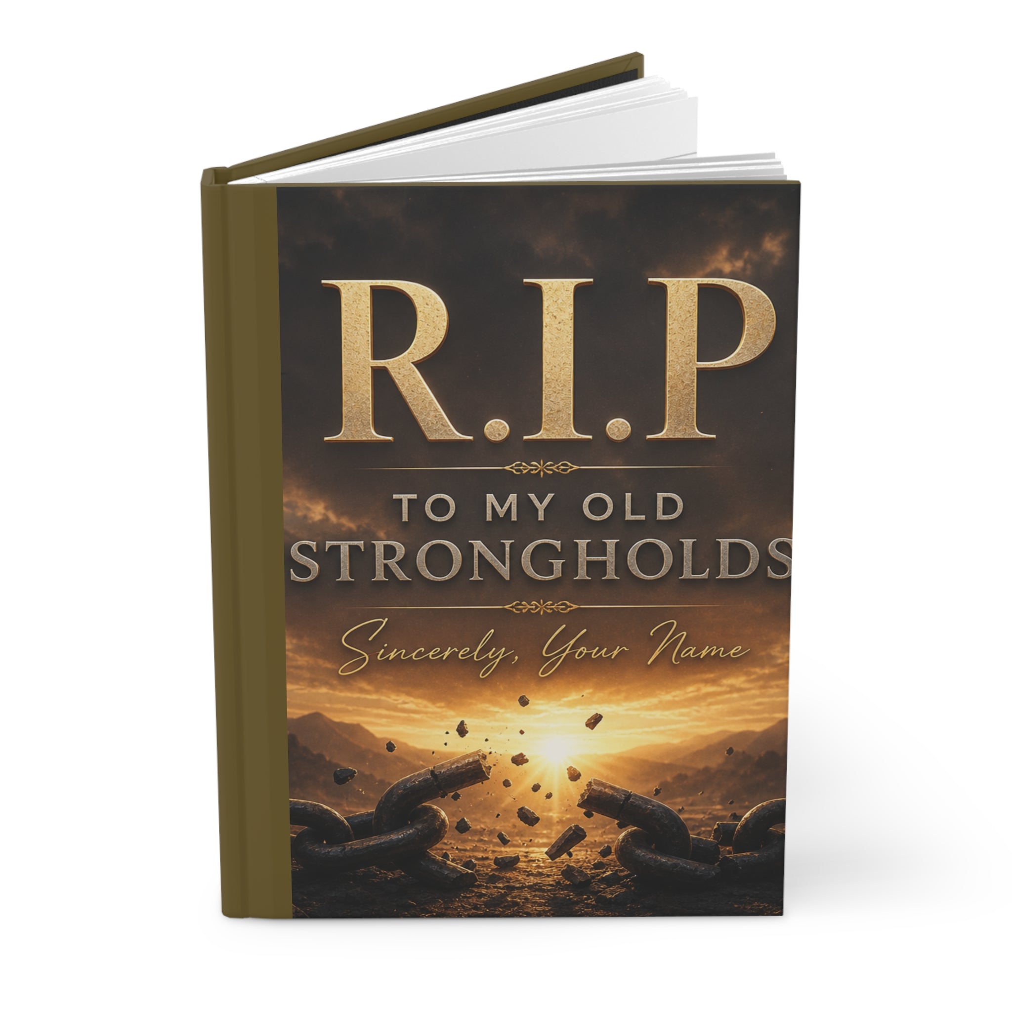 Hardcover Journal — "R.I.P. to My Old Strongholds" Inspirational Christian Prayer Journal