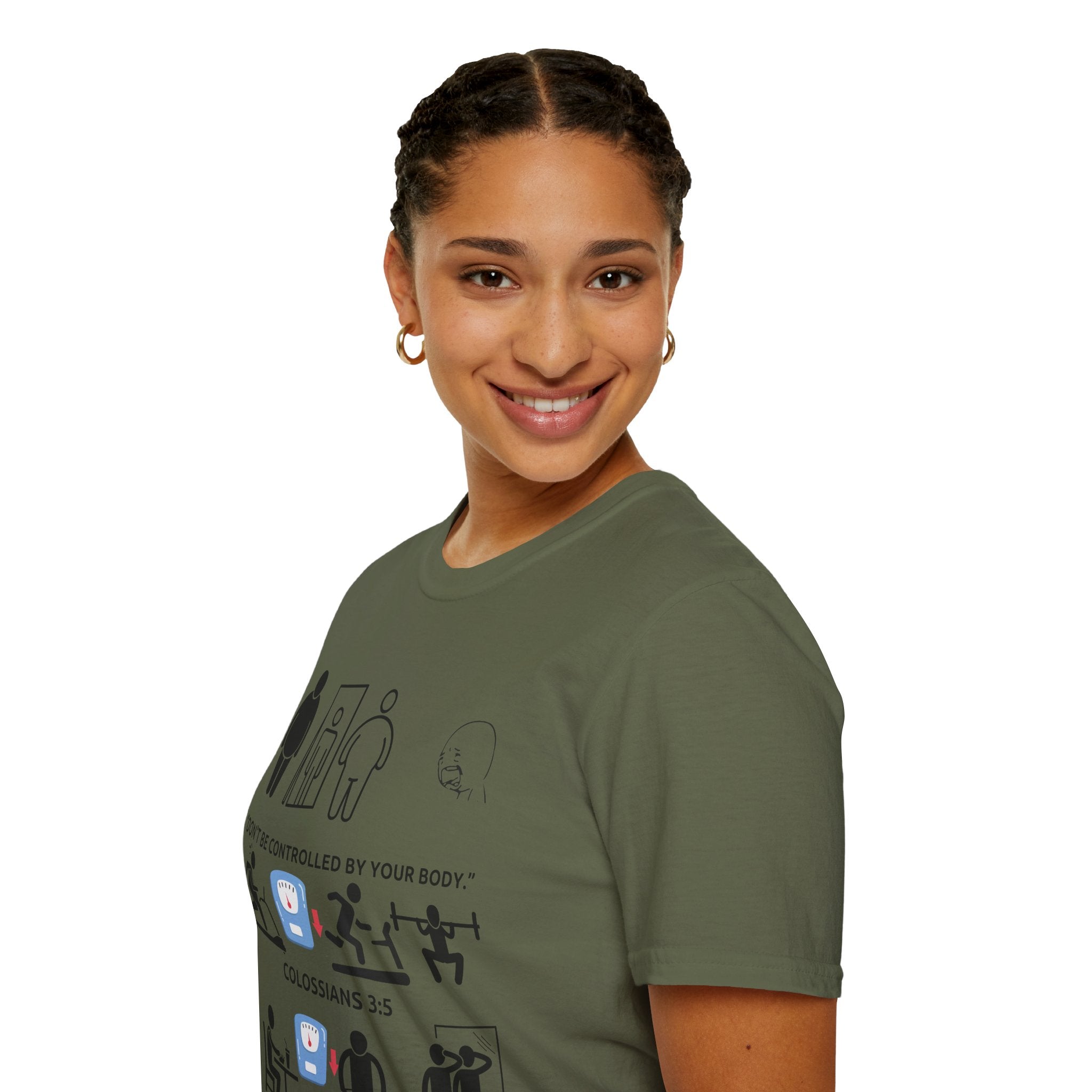 T-Shirt — “Don’t Be Controlled By Your Body” Christian Fitness Graphic