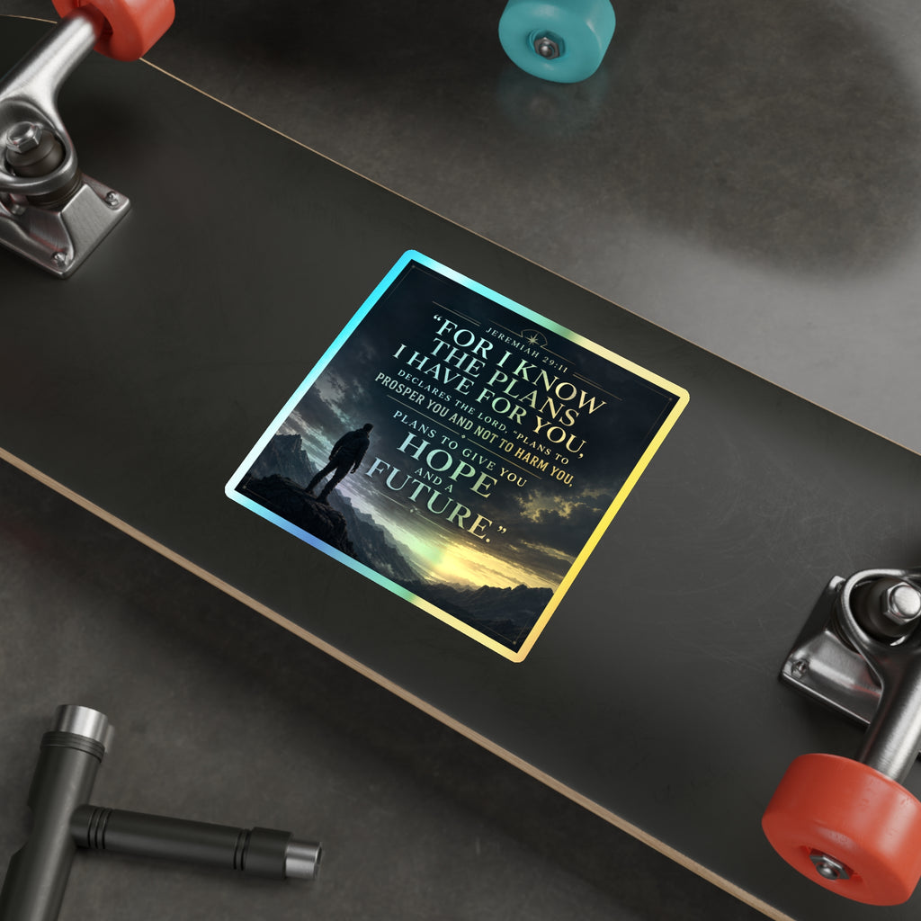 Holographic Die-Cut Sticker — "For I Know the Plans I Have for You" (Jeremiah 29:11)