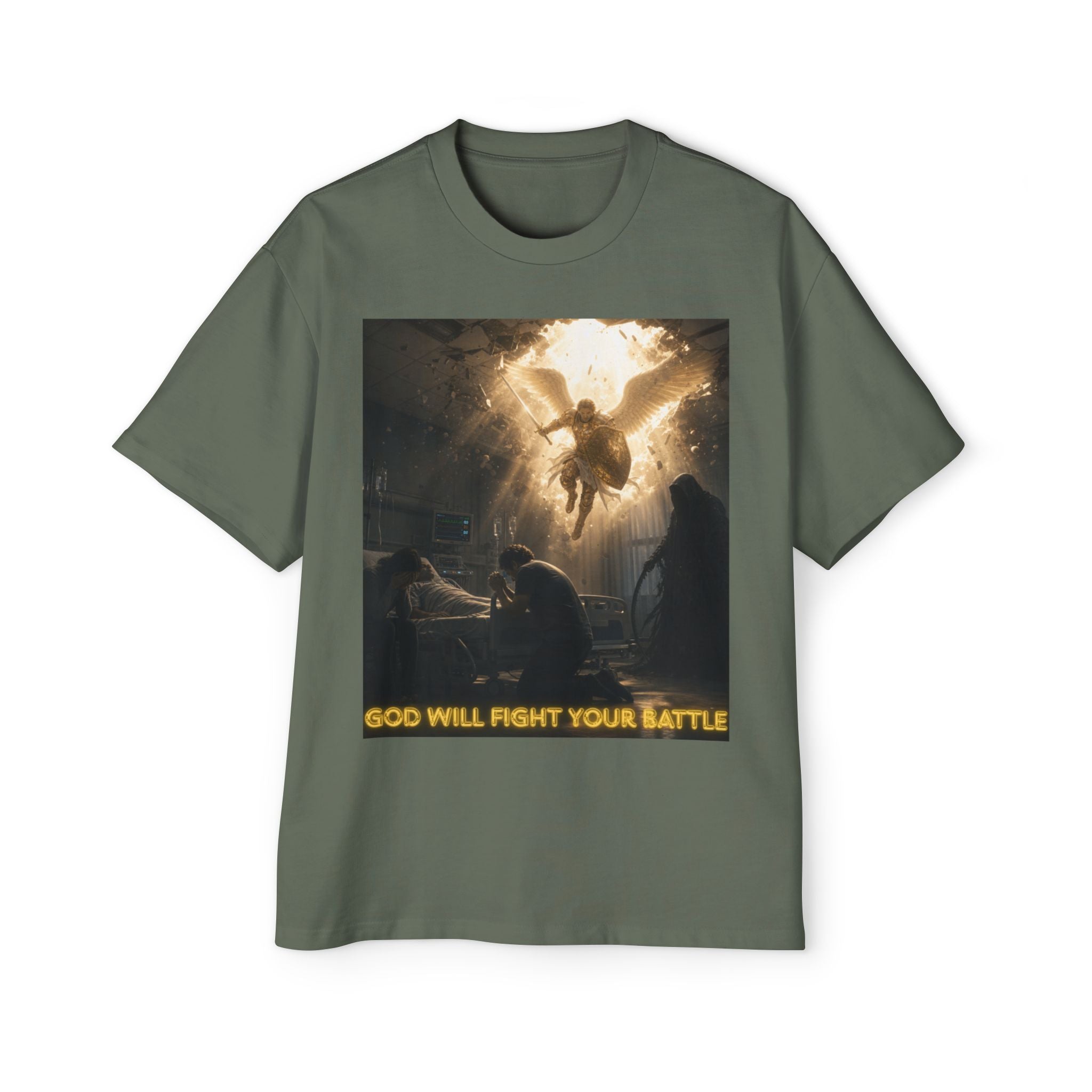 Christian Graphic Tee — "God Will Fight Your Battle" Oversized T‑Shirt