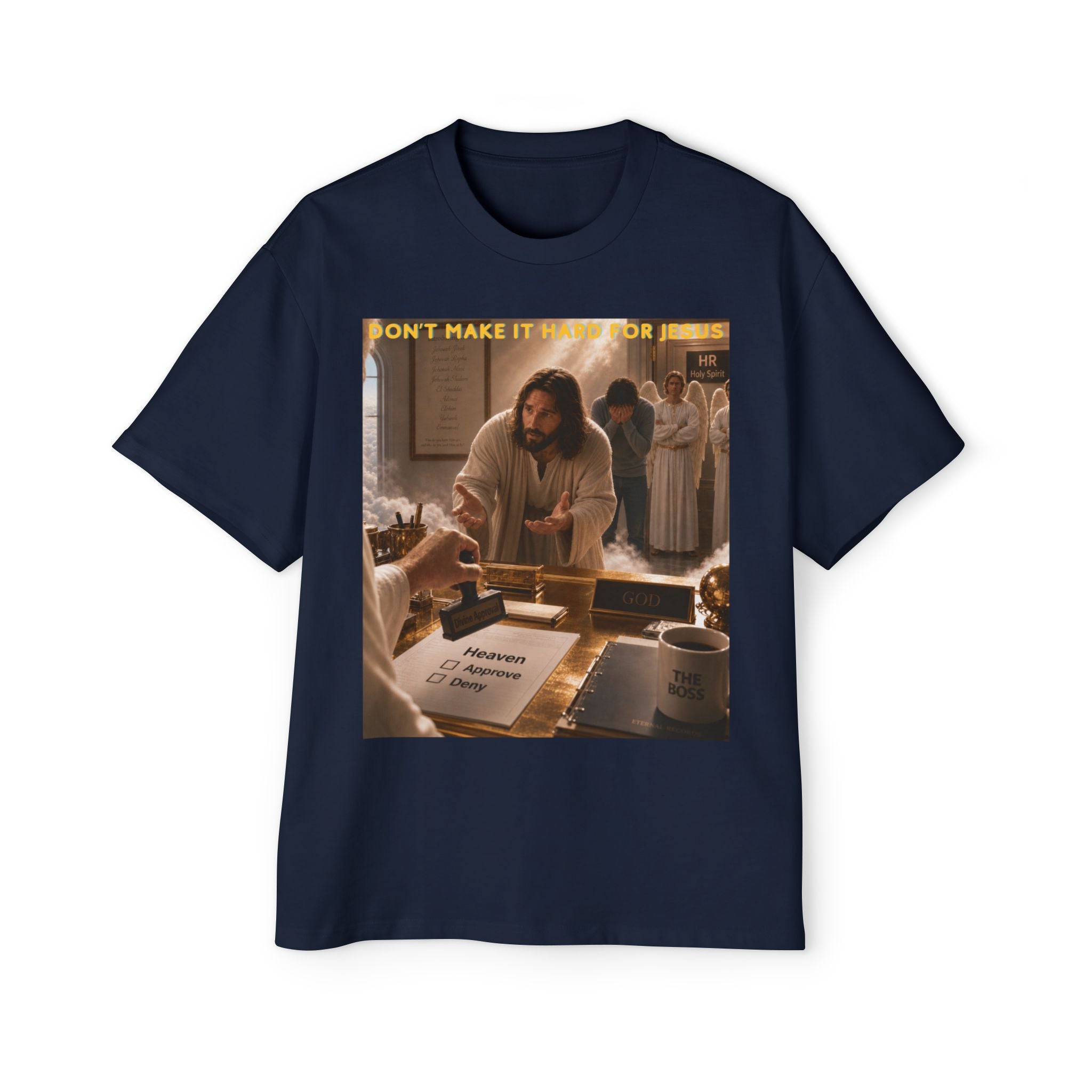 Christian Jesus Graphic Tee — "Don't Make It Hard For Jesus" Oversized Shirt