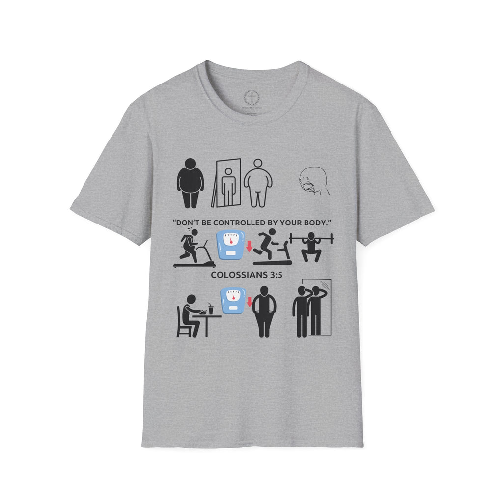 T-Shirt — “Don’t Be Controlled By Your Body” Christian Fitness Graphic