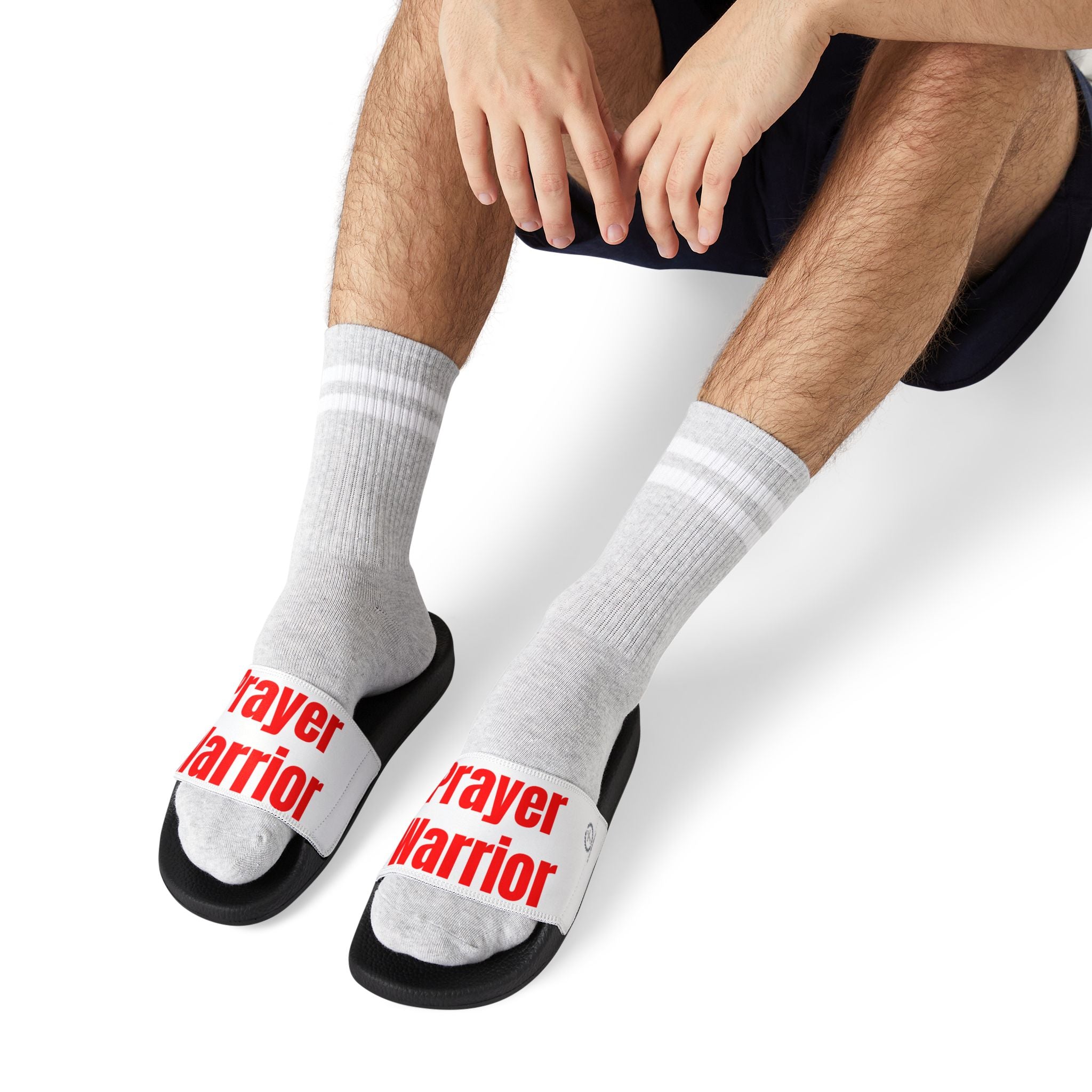 Prayer Warrior Slide Sandals for Men — Removable Strap Casual Beach & Pool Slides