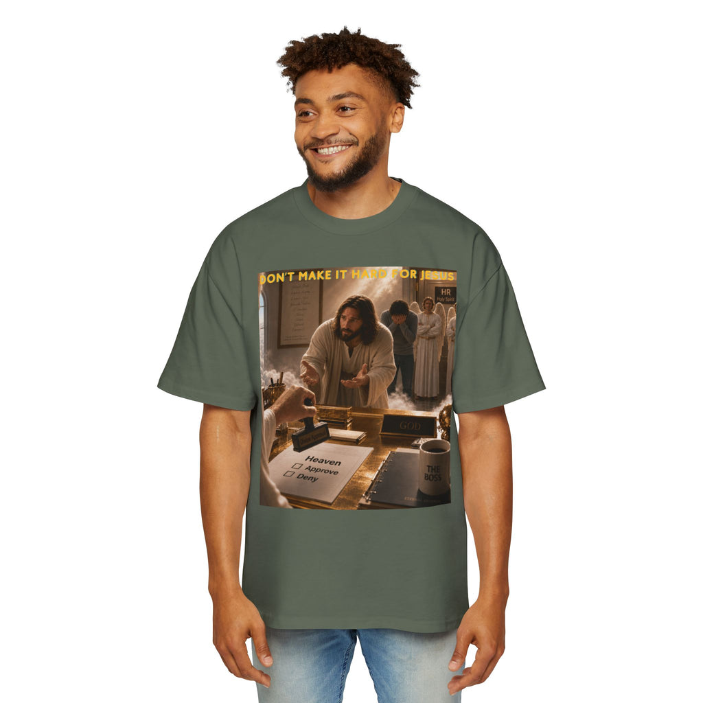 Christian Jesus Graphic Tee — "Don't Make It Hard For Jesus" Oversized Shirt