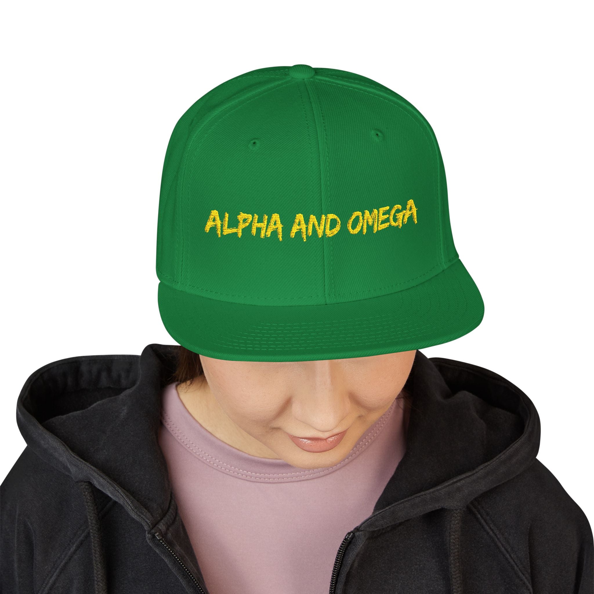 Embroidered "Alpha and Omega" Snapback Hat - Streetwear Trucker Cap