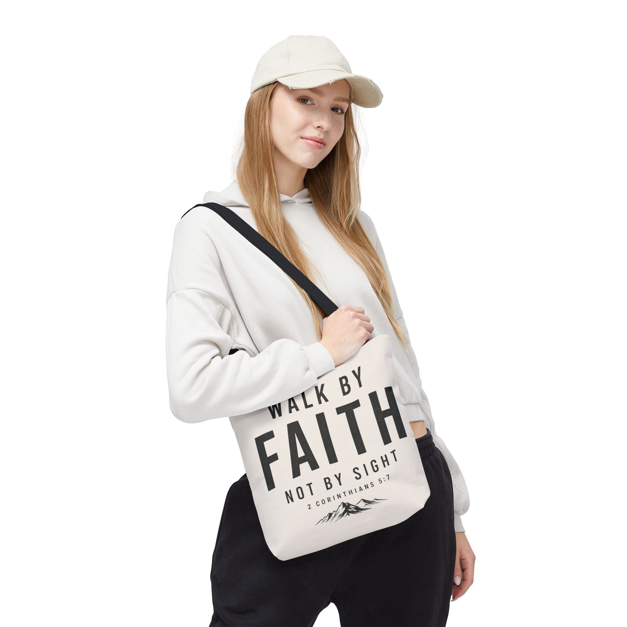 Faith Tote Bag — "Walk by Faith, Not by Sight" Inspirational Scripture Tote