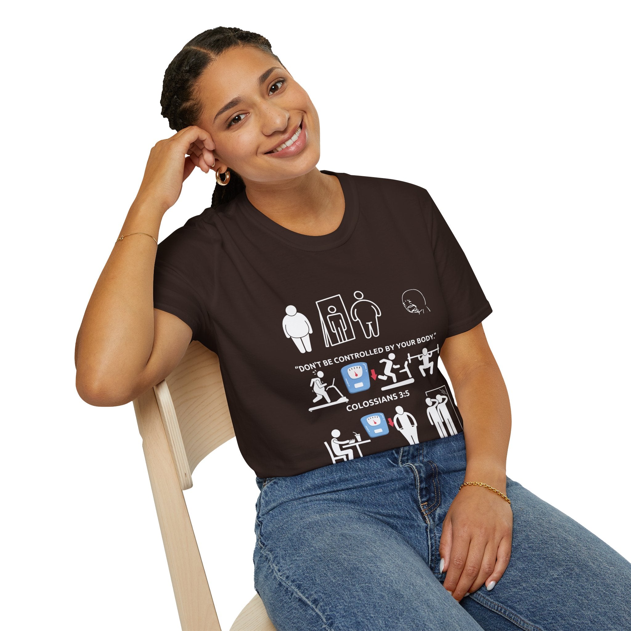 T-Shirt — “Don’t Be Controlled By Your Body” Christian Fitness Graphic