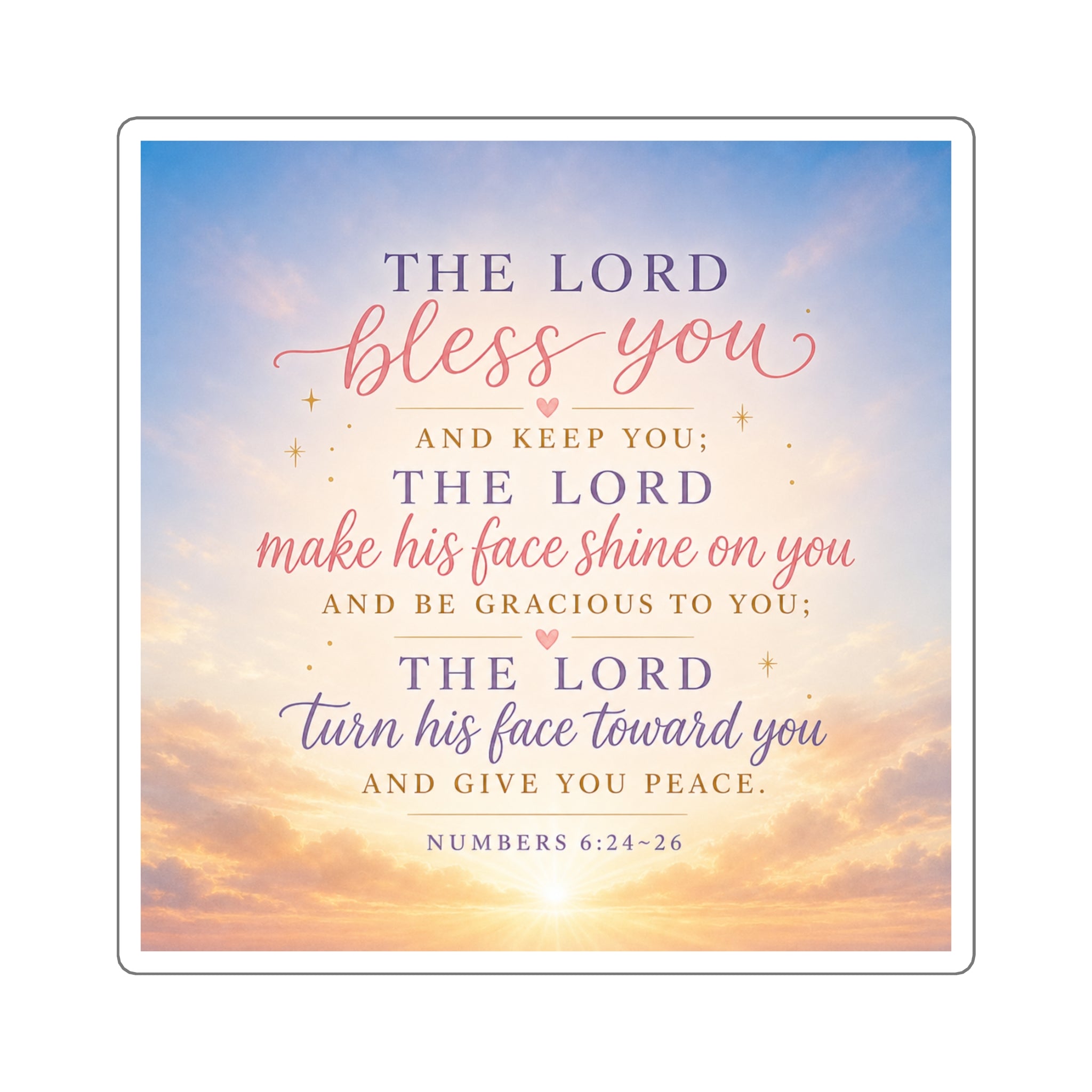 Blessing Verse Square Sticker — Numbers 6:24-26 Inspirational Faith Sticker
