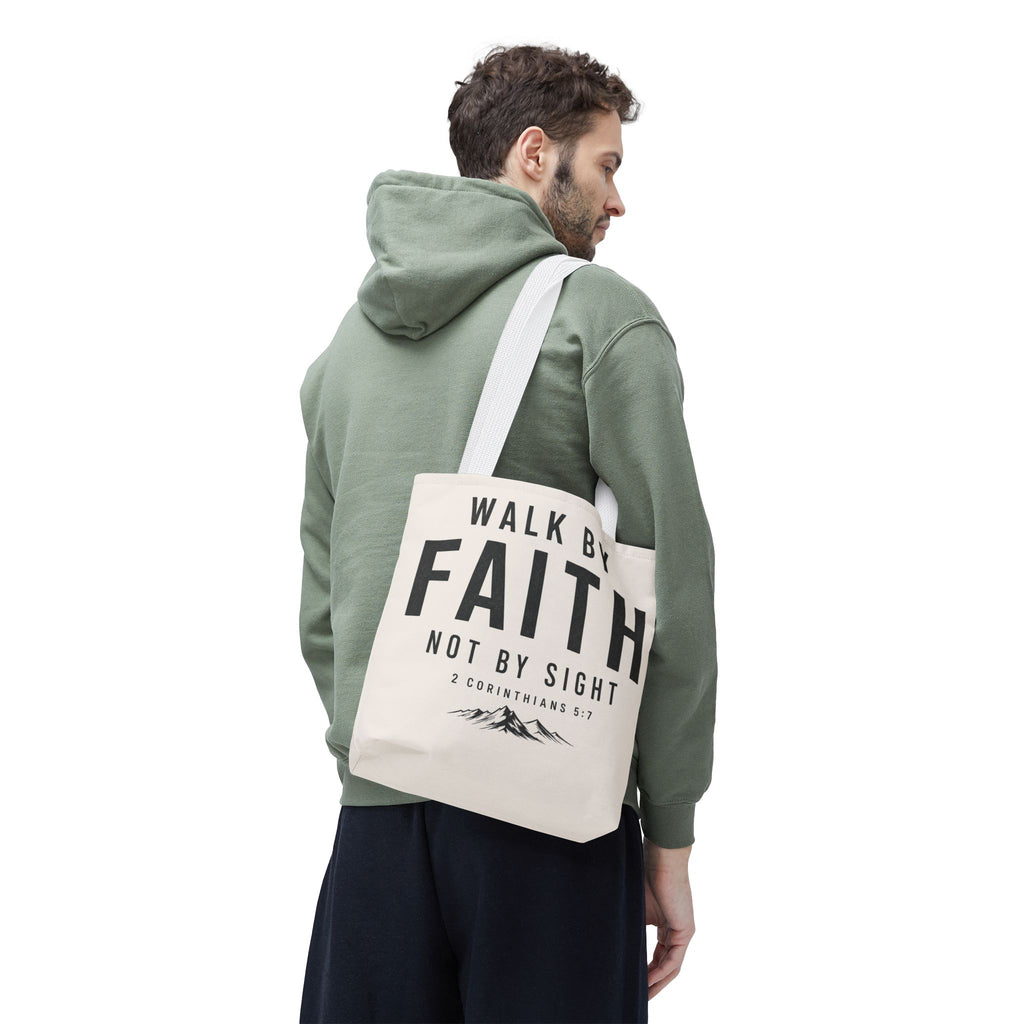 Faith Tote Bag — "Walk by Faith, Not by Sight" Inspirational Scripture Tote
