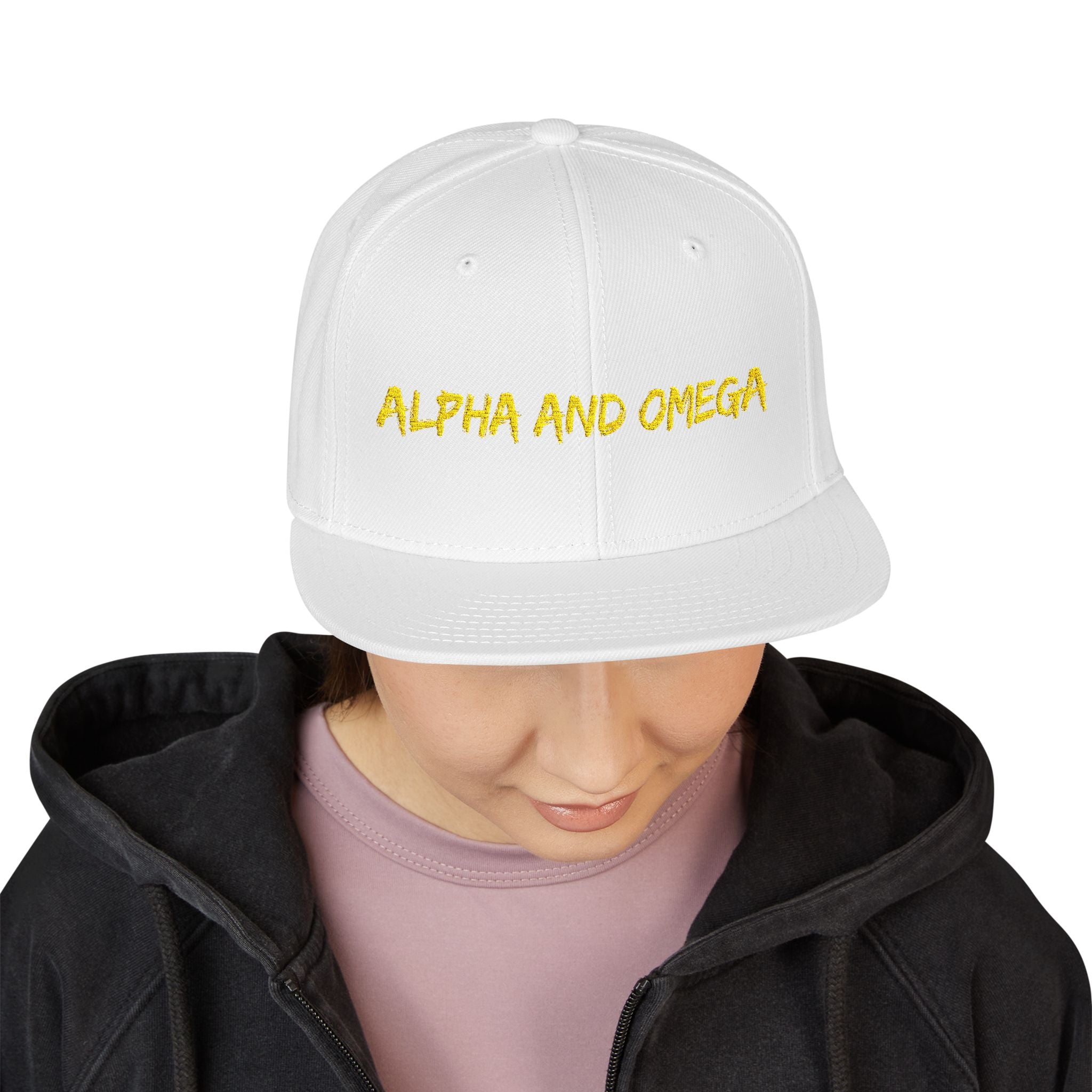 Embroidered "Alpha and Omega" Snapback Hat - Streetwear Trucker Cap