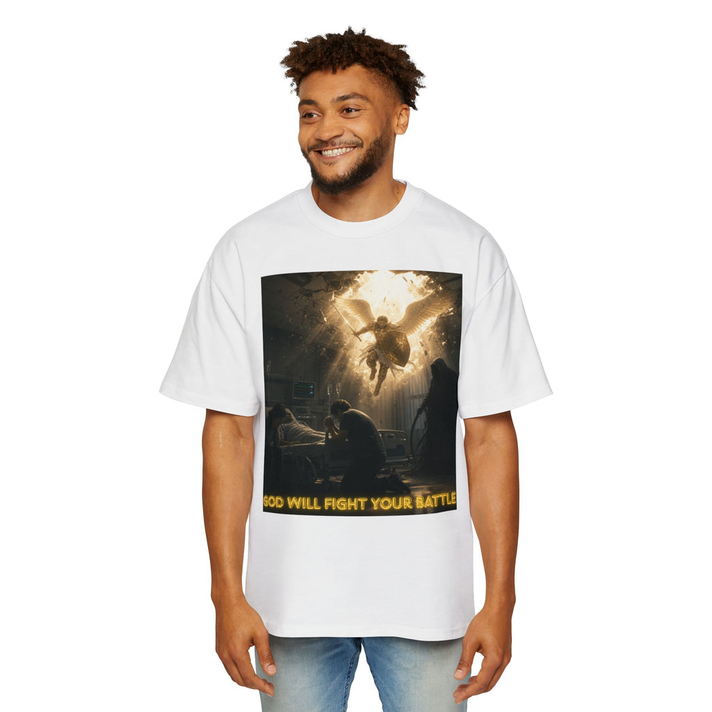 Christian Graphic Tee — "God Will Fight Your Battle" Oversized T‑Shirt