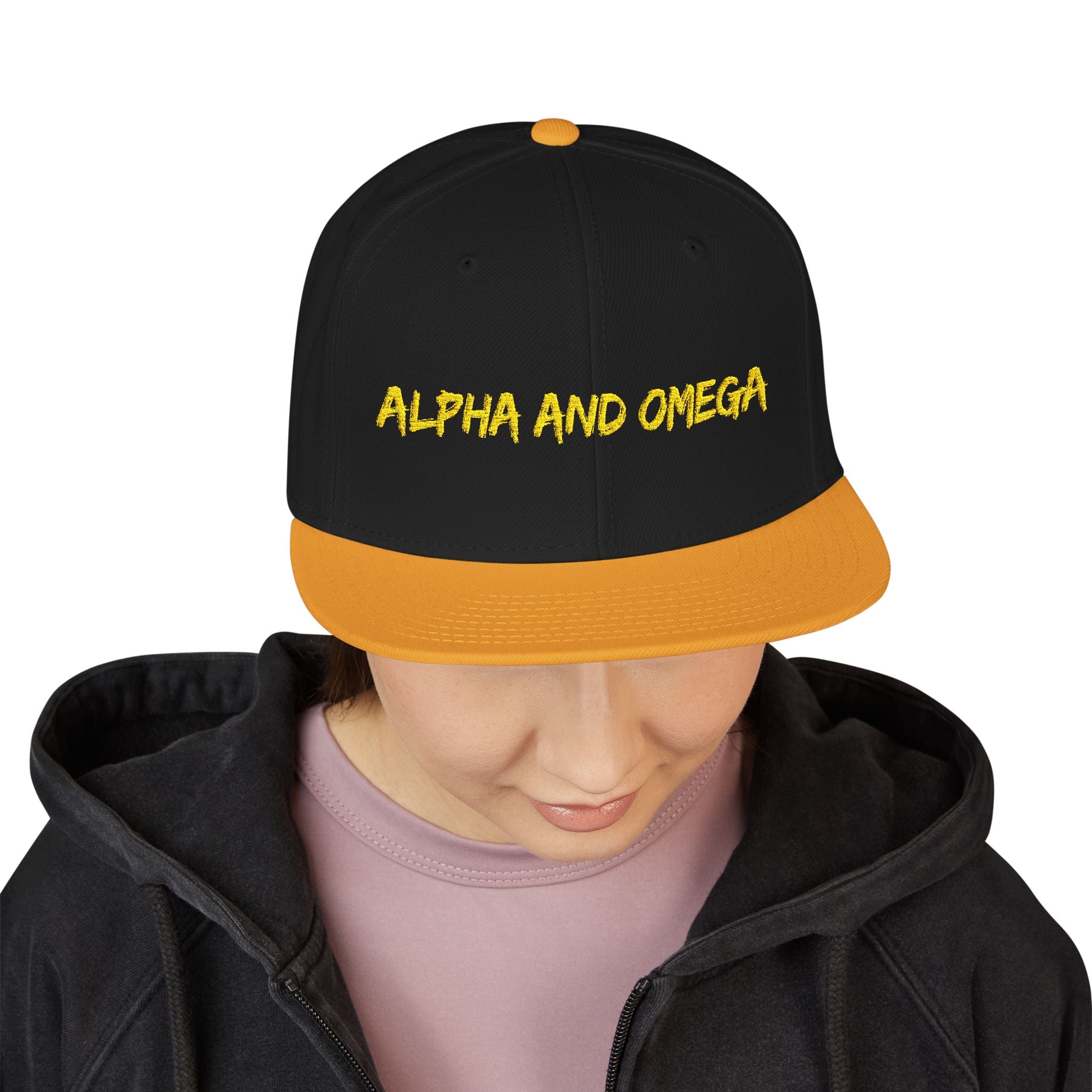 Embroidered "Alpha and Omega" Snapback Hat - Streetwear Trucker Cap