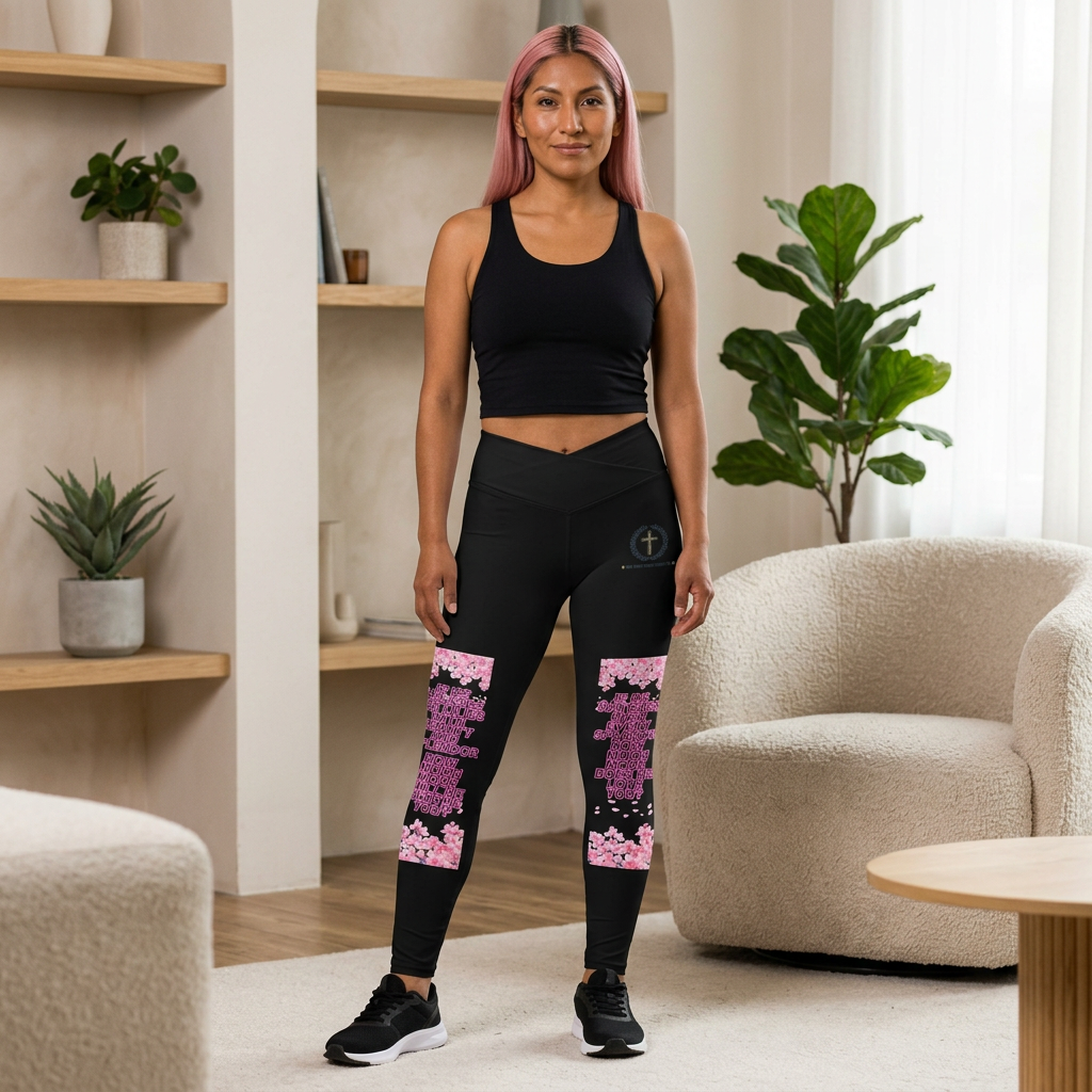 Christian Cross Leggings — "How much more" Faith Workout Tights