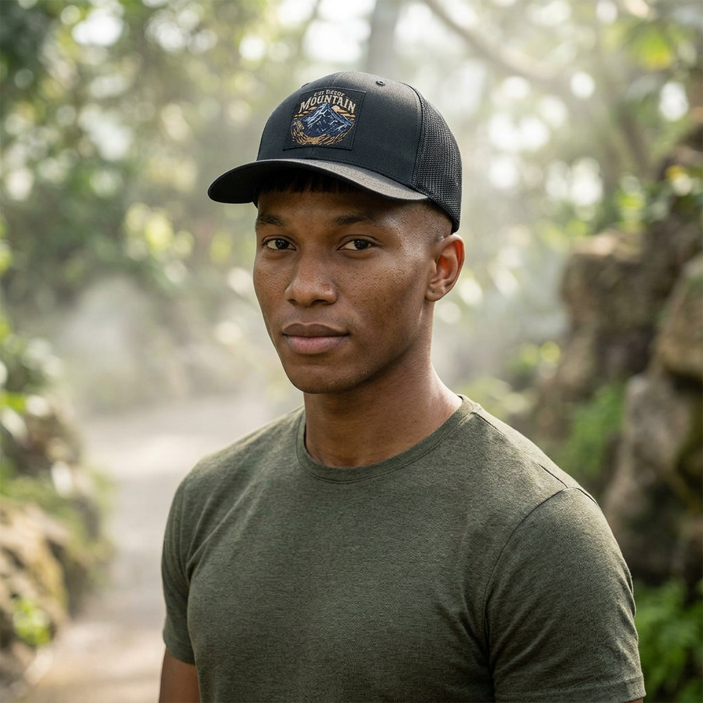 Mountain Patch Trucker Cap — Vintage Outdoor Snapback Hat