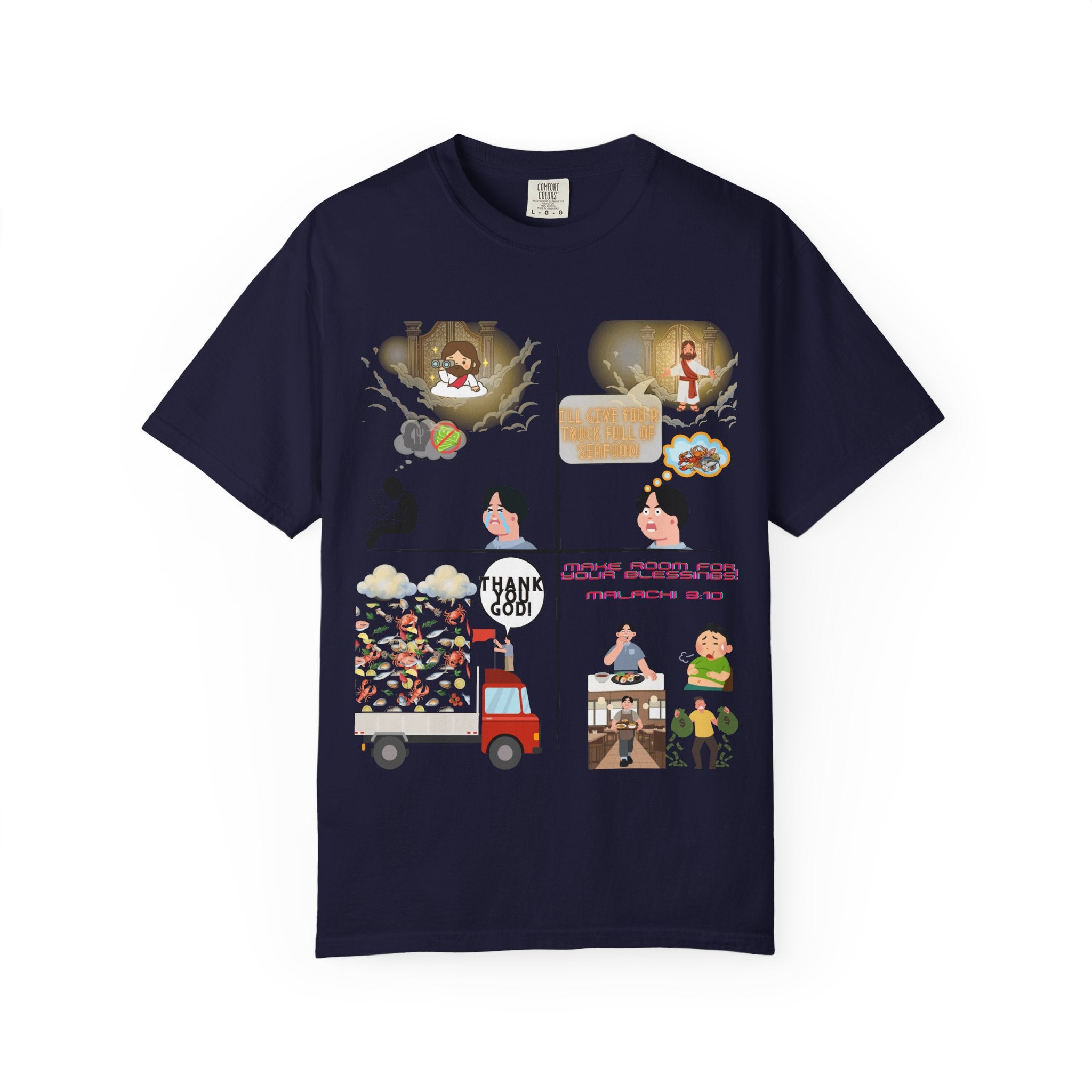 Graphic Panel T-Shirt — Cute Storyboard Illustrations "Make Room For Your Blessings"