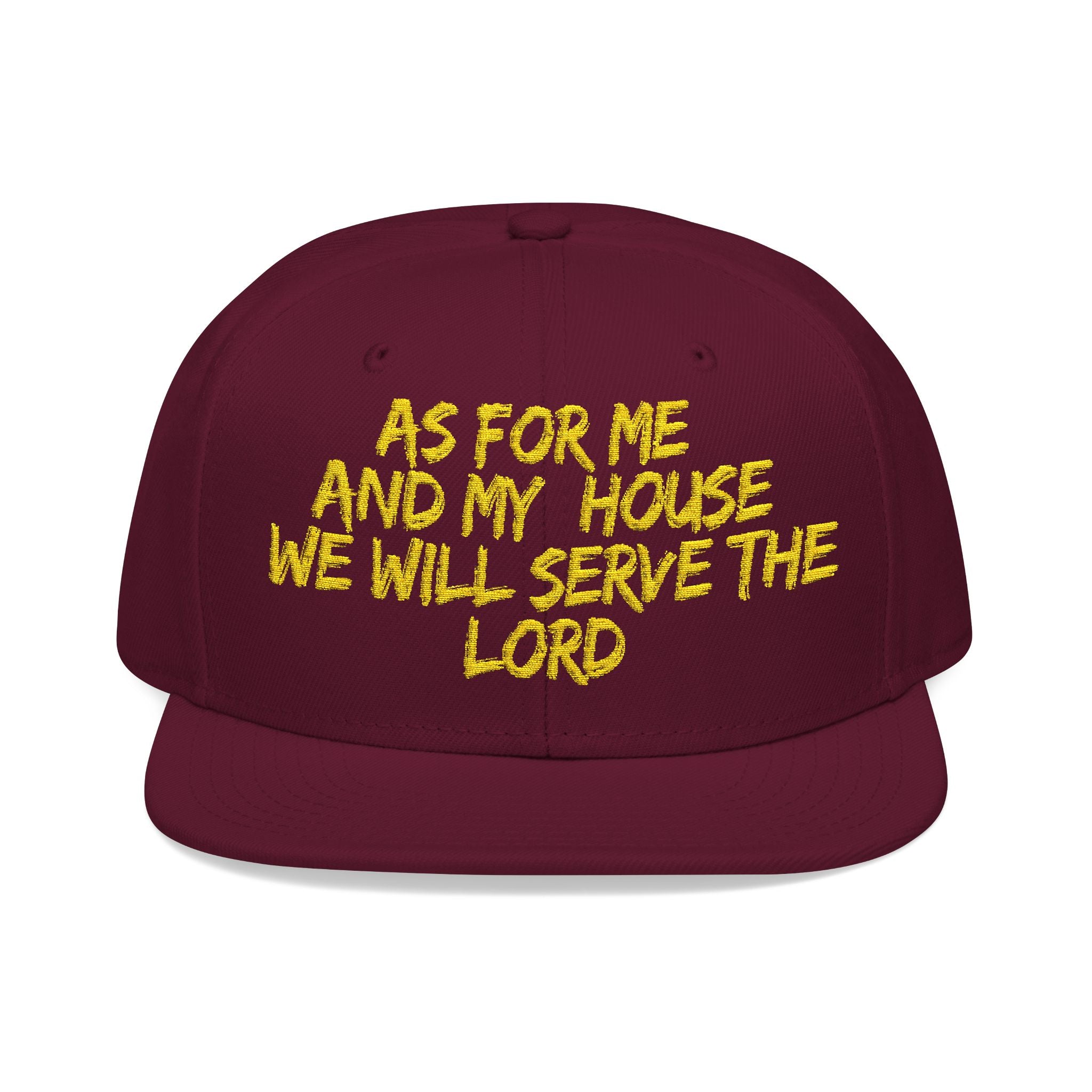 Embroidered Snapback Hat — “As For Me And My House, We Will Serve the Lord” Streetwear Cap