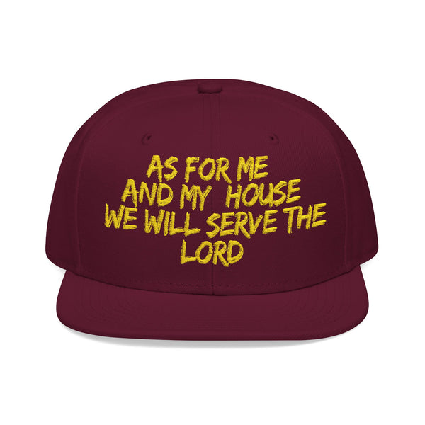 Embroidered Snapback Hat — “As For Me And My House, We Will Serve the Lord” Streetwear Cap