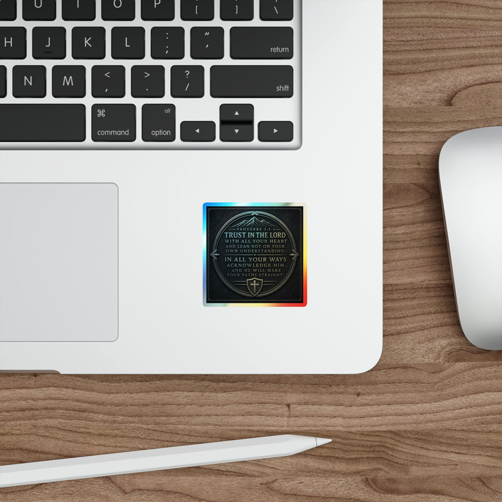 Holographic Faith Sticker — Proverbs 3:5 Inspirational Die-Cut
