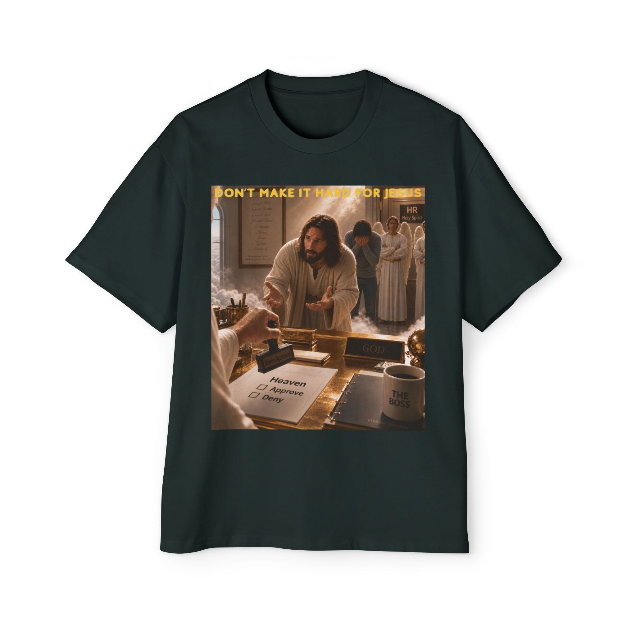 Christian Jesus Graphic Tee — "Don't Make It Hard For Jesus" Oversized Shirt