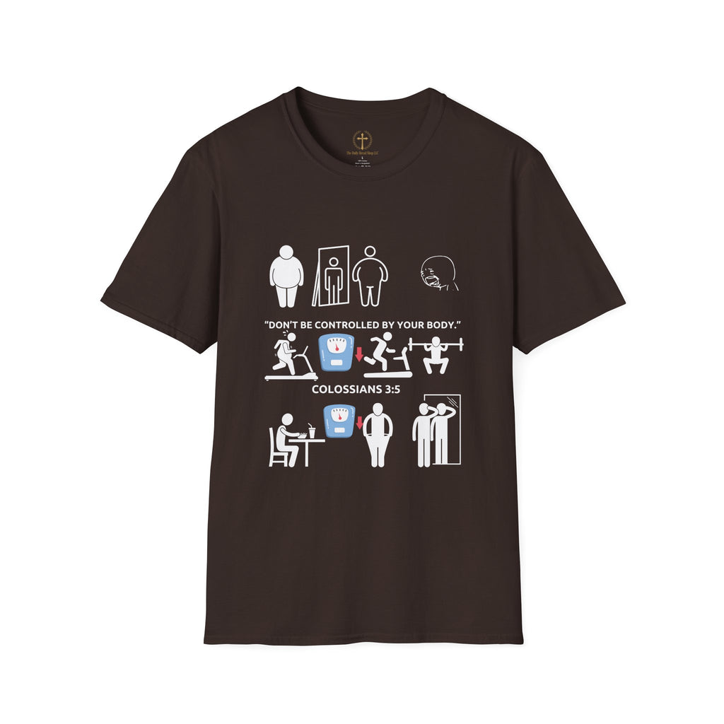 T-Shirt — “Don’t Be Controlled By Your Body” Christian Fitness Graphic