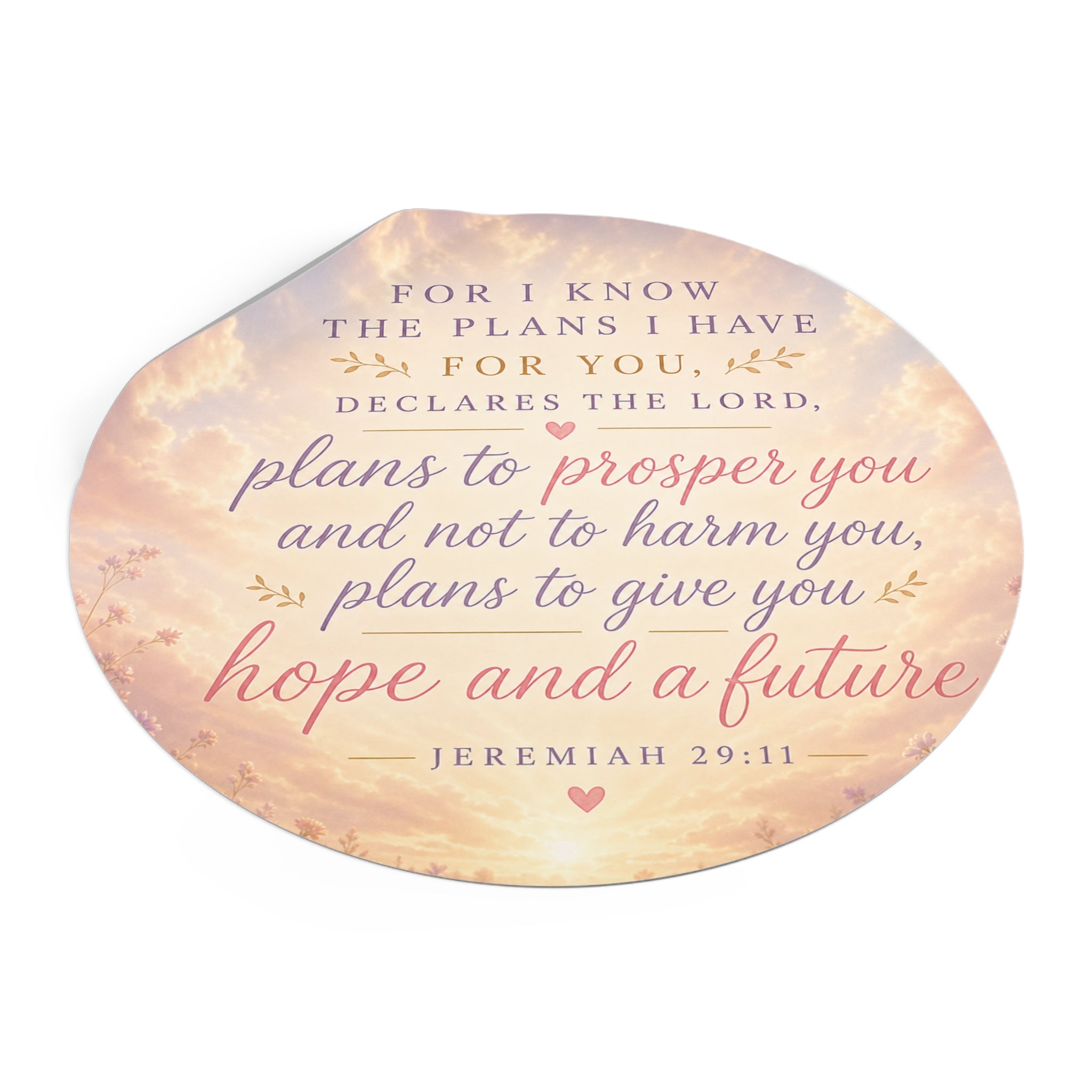 Jeremiah 29:11 Round Vinyl Sticker — "Plans to Prosper You" Inspirational Faith Sticker