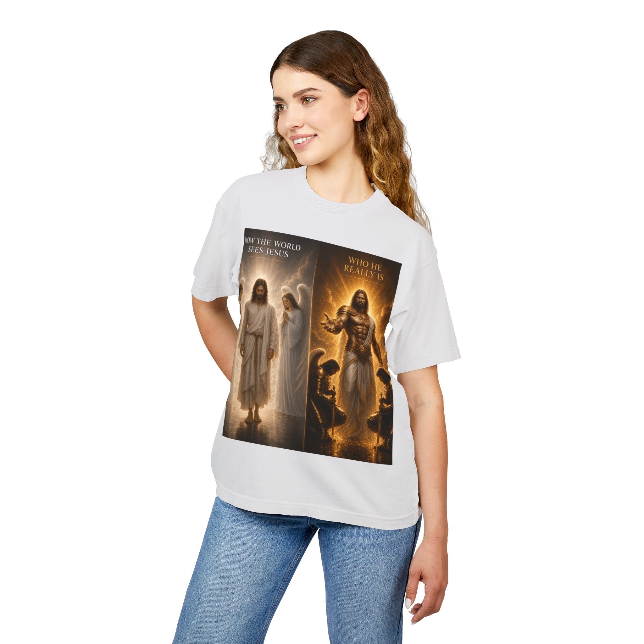 Faith Contrast T‑Shirt — "How the World Sees vs Who He Really Is" Inspirational Tee
