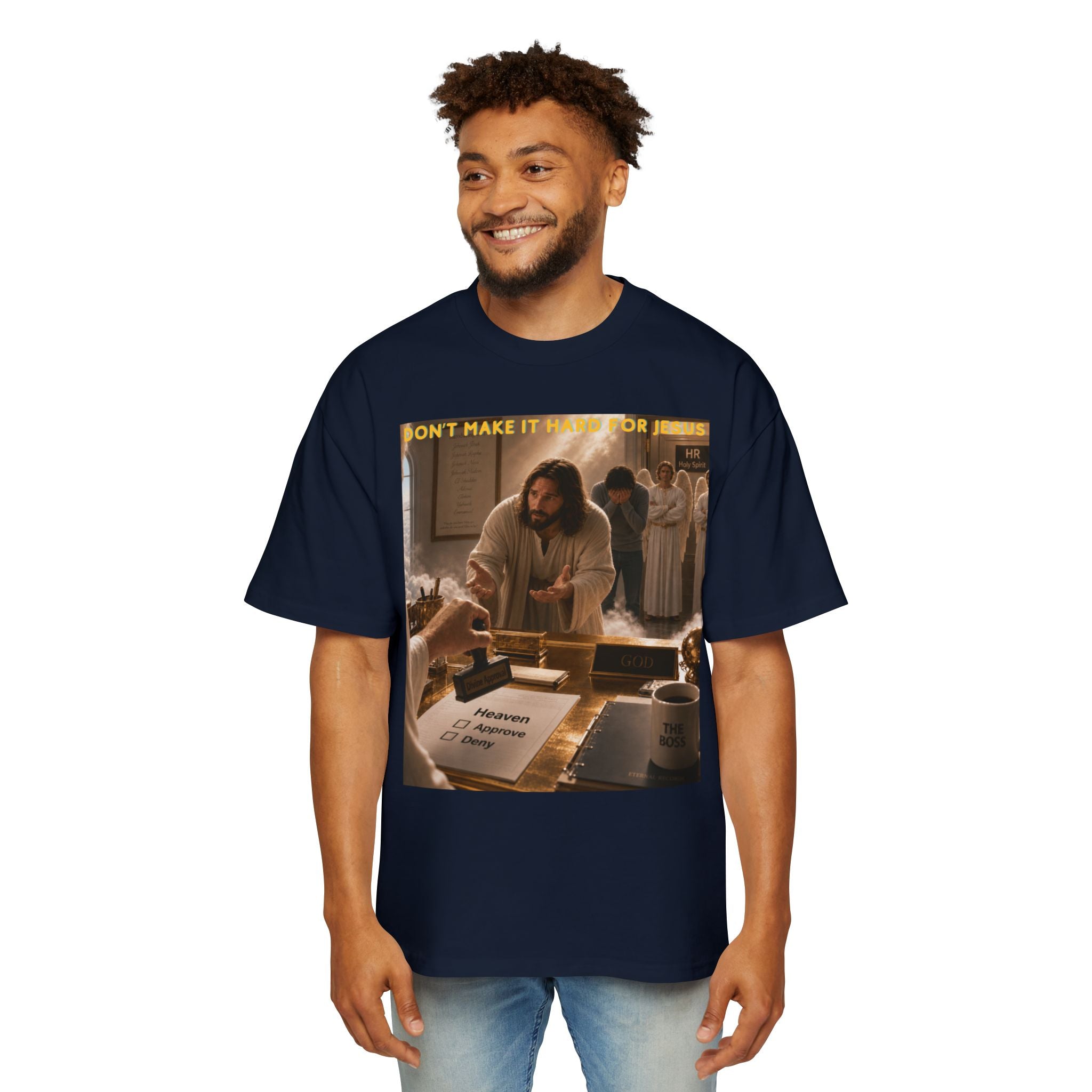Christian Jesus Graphic Tee — "Don't Make It Hard For Jesus" Oversized Shirt