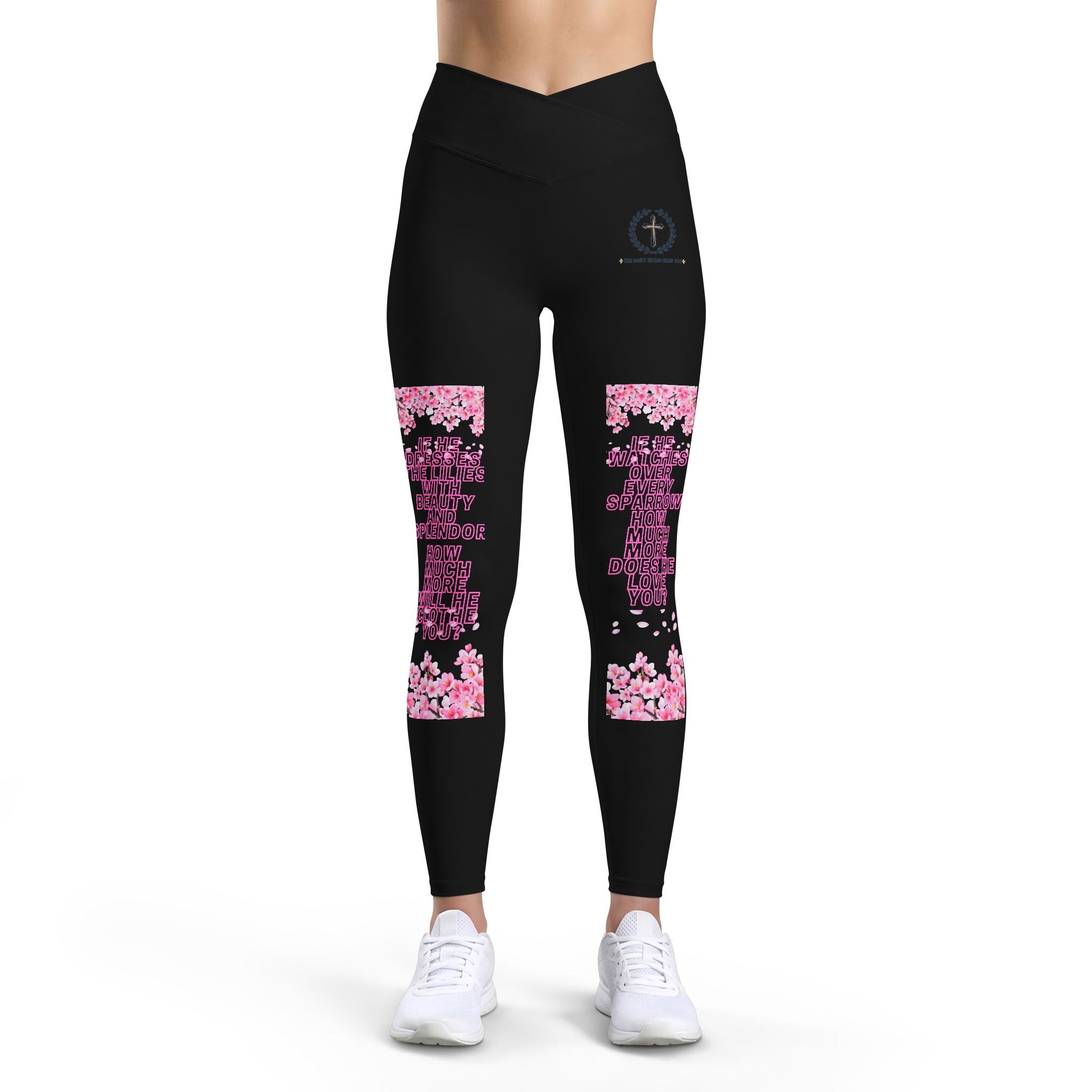 Christian Cross Leggings — "How much more" Faith Workout Tights