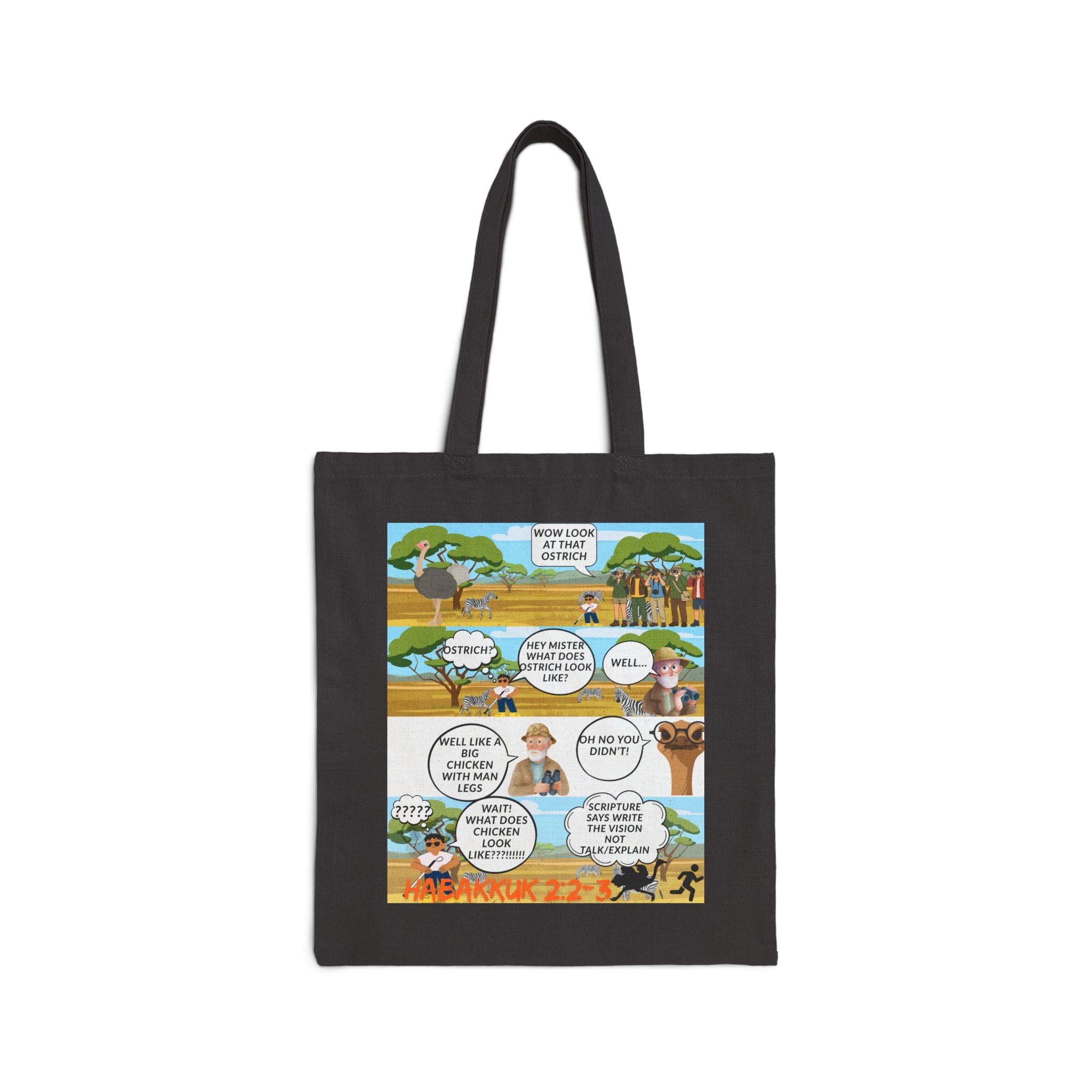 Bible Verse Tote Bag — Habakkuk 2:2-3 Canvas Shoulder Bag