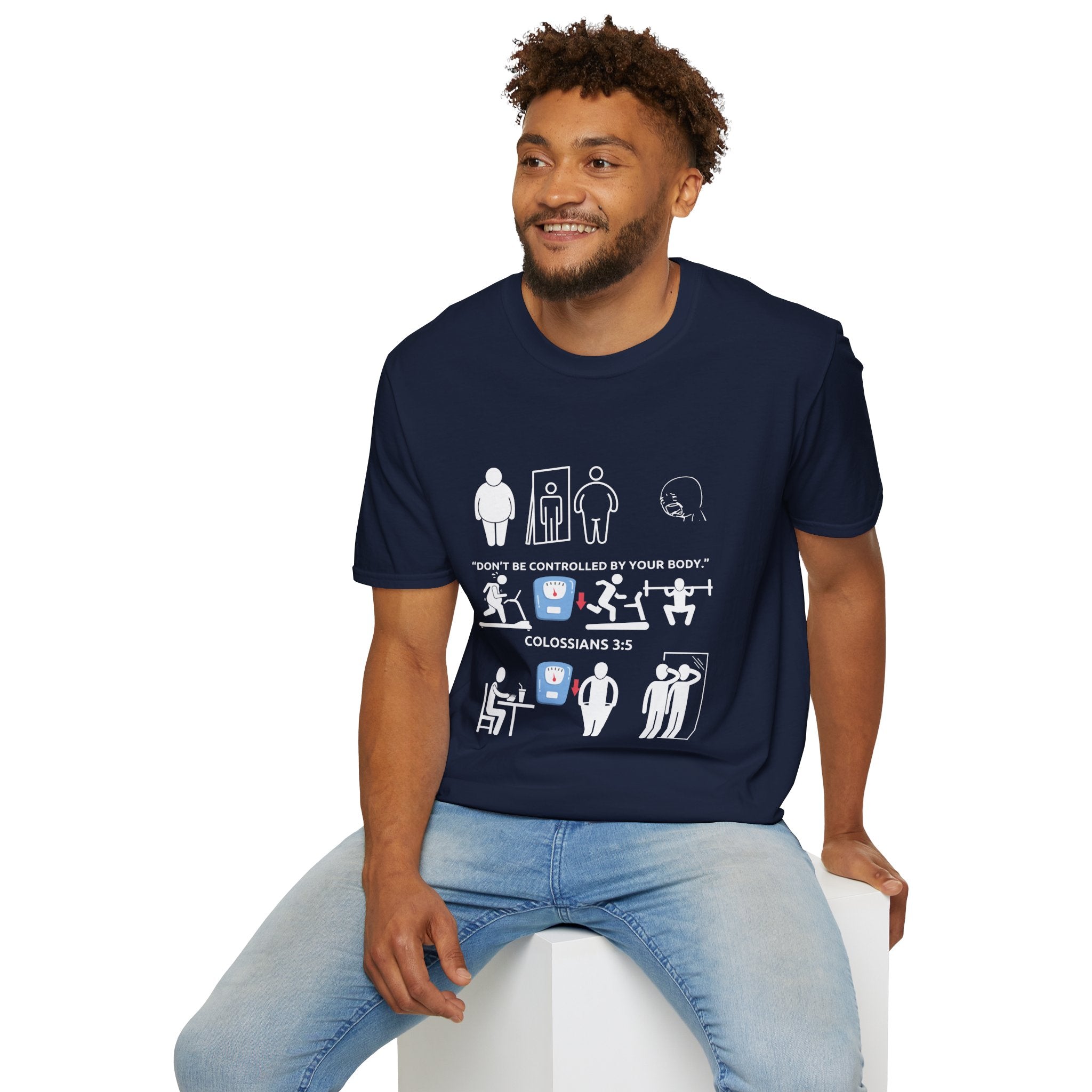 T-Shirt — “Don’t Be Controlled By Your Body” Christian Fitness Graphic