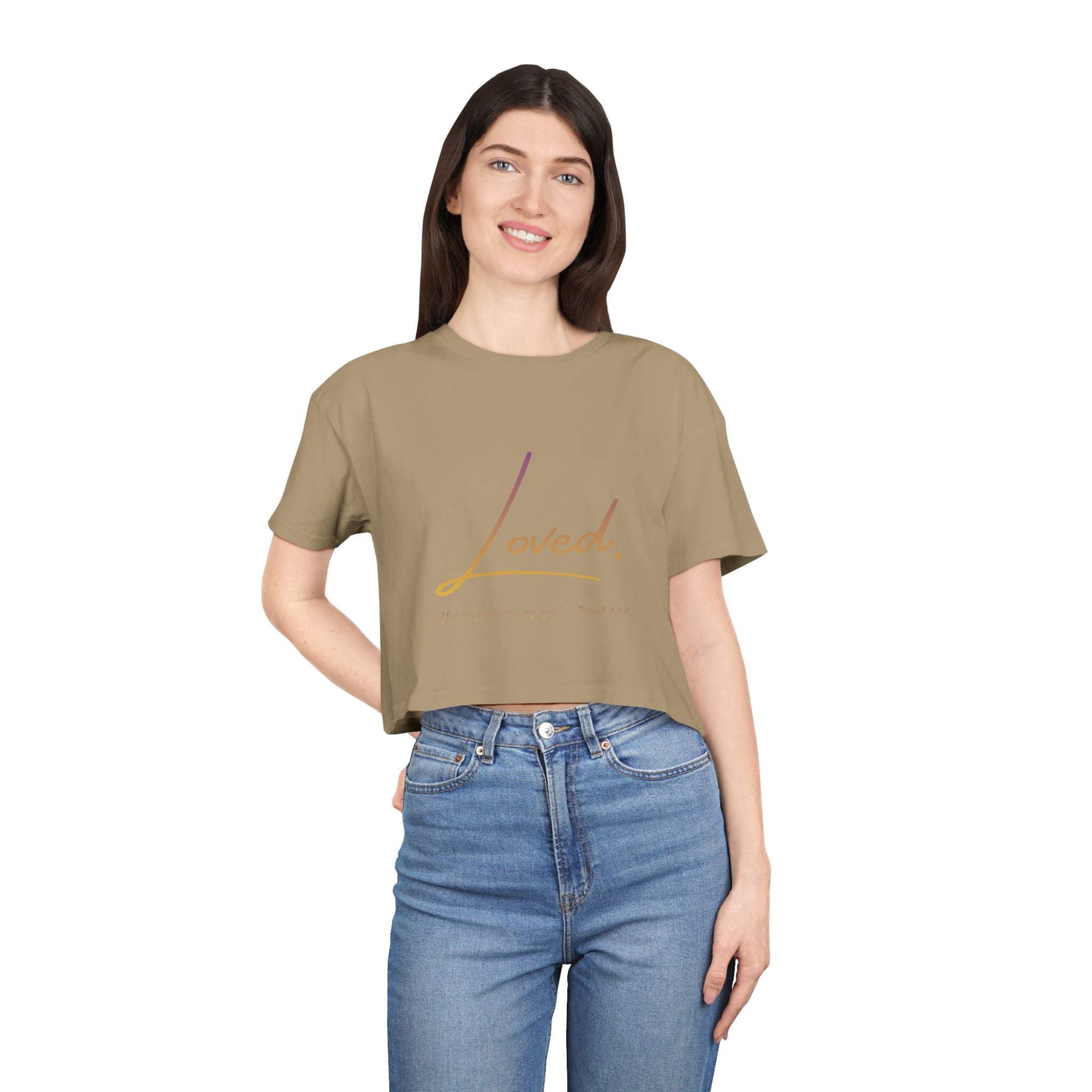 Loved Crop Tee — Christian Faith Message Women’s Cropped Shirt