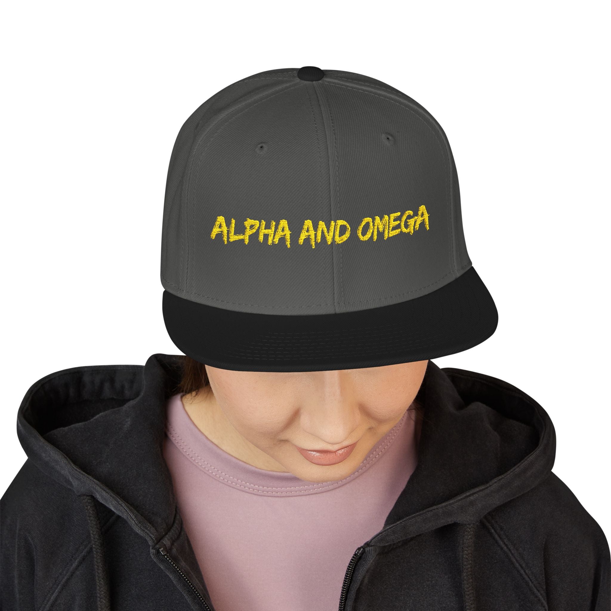 Embroidered "Alpha and Omega" Snapback Hat - Streetwear Trucker Cap