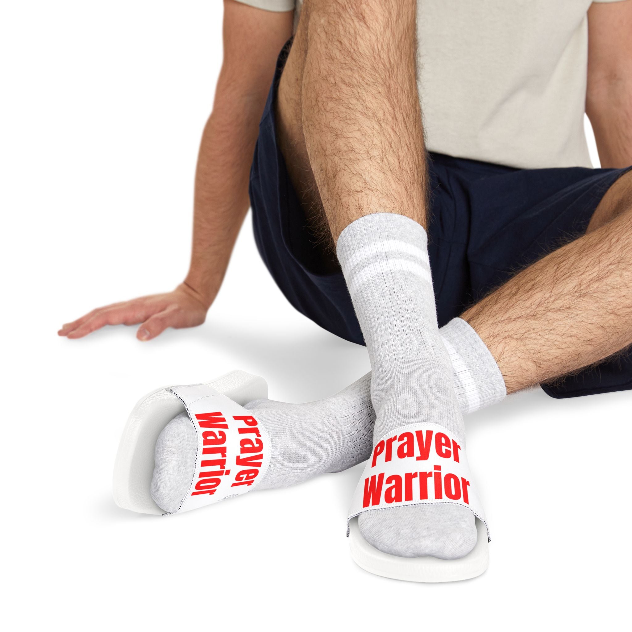 Prayer Warrior Slide Sandals for Men — Removable Strap Casual Beach & Pool Slides