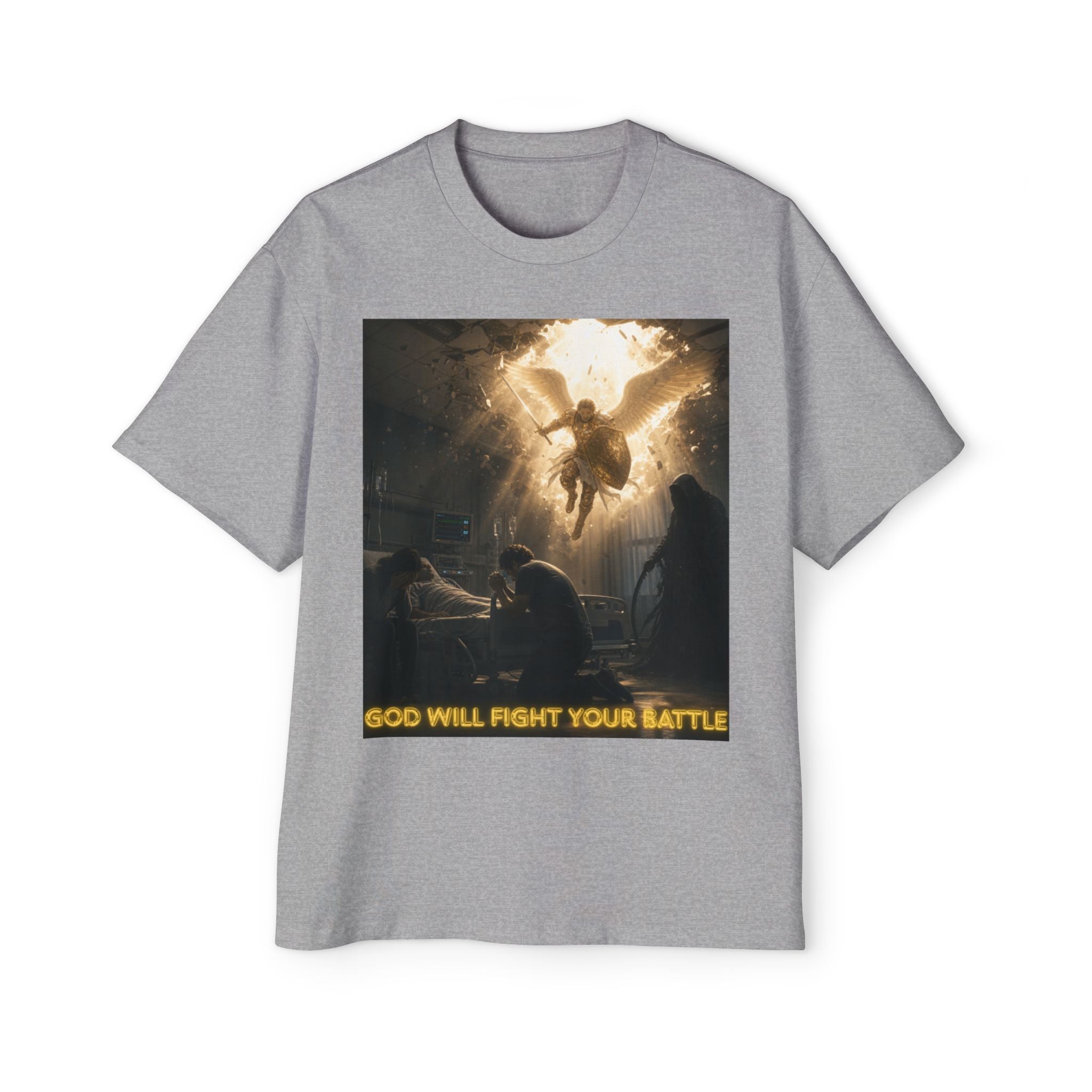Christian Graphic Tee — "God Will Fight Your Battle" Oversized T‑Shirt