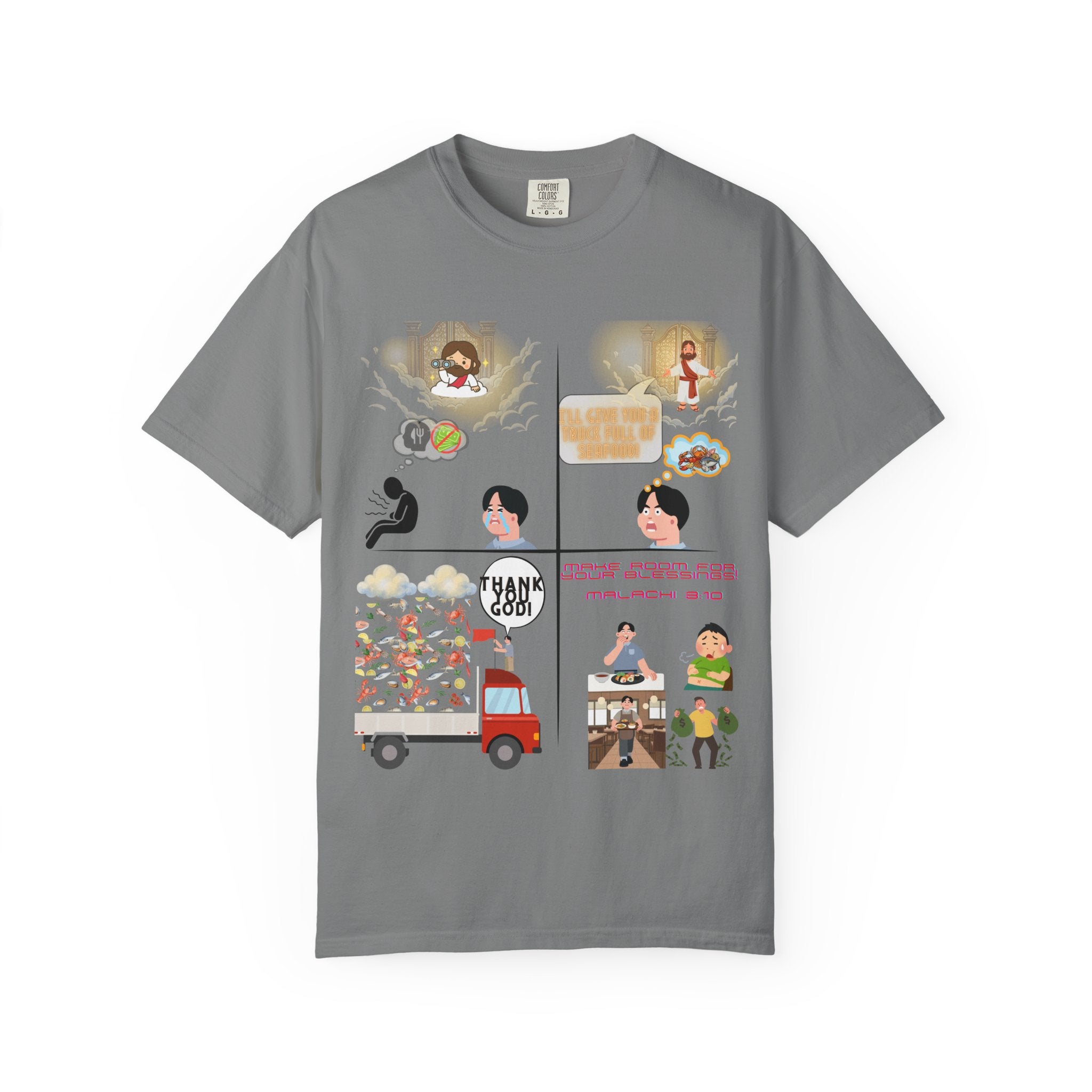 Graphic Panel T-Shirt — Cute Storyboard Illustrations "Make Room For Your Blessings"