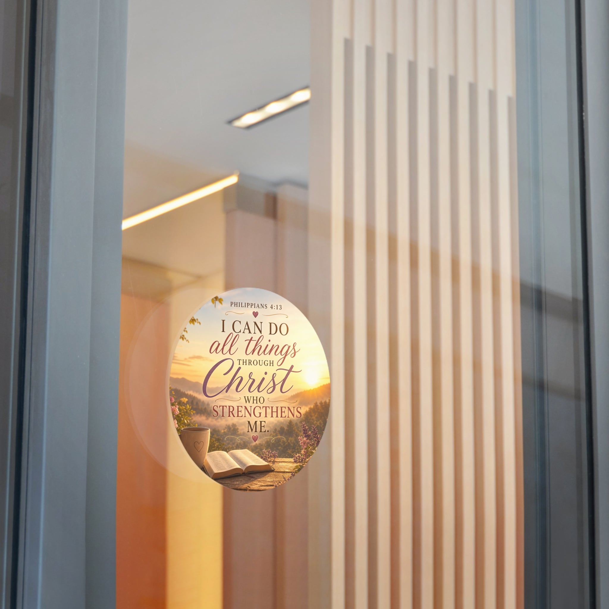 Round Vinyl Sticker — "I Can Do All Things Through Christ" Philippians 4:13 Inspirational Bible Verse