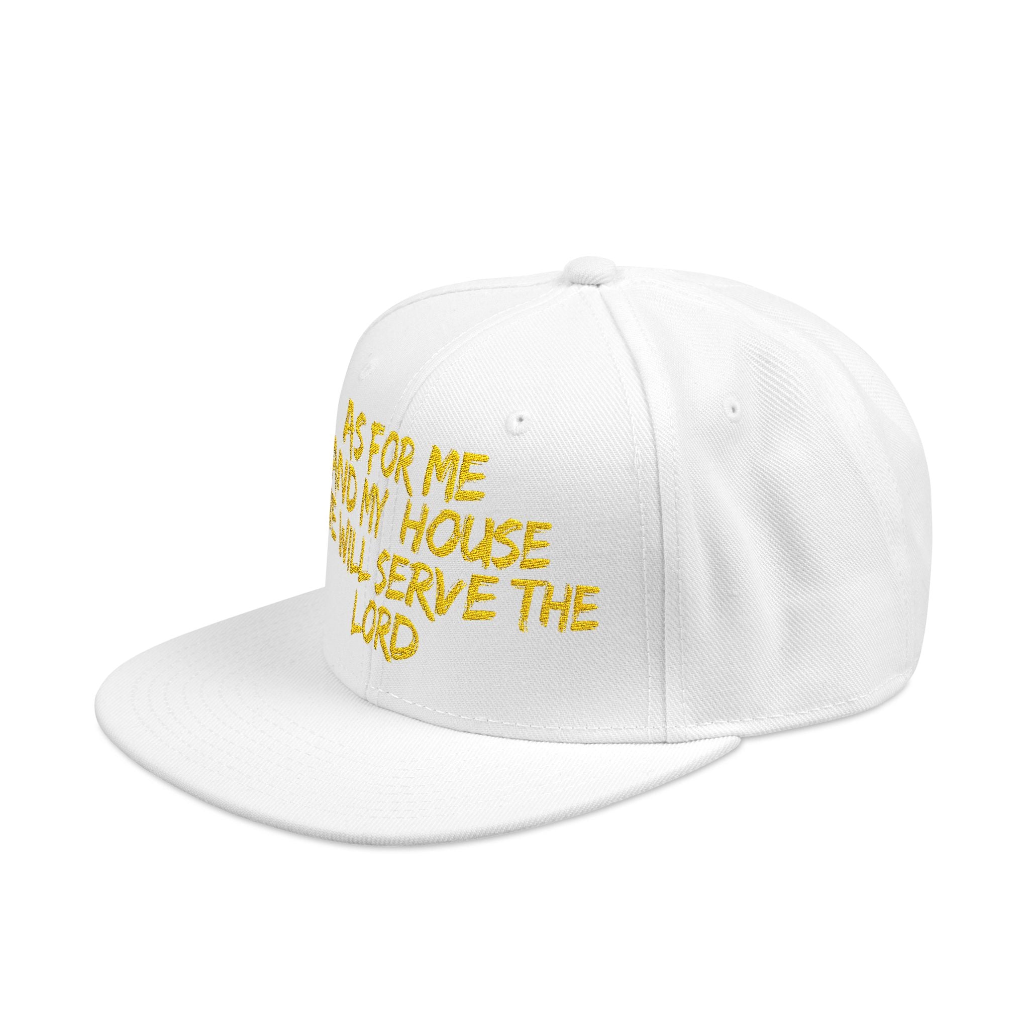 Embroidered Snapback Hat — “As For Me And My House, We Will Serve the Lord” Streetwear Cap