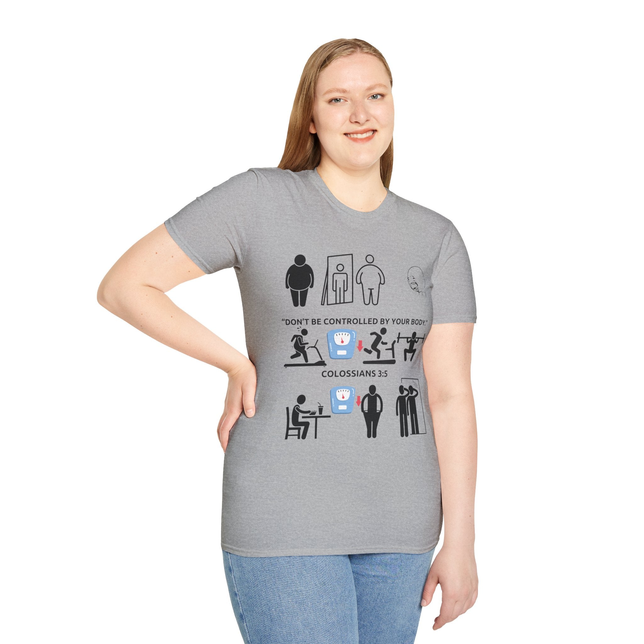 T-Shirt — “Don’t Be Controlled By Your Body” Christian Fitness Graphic
