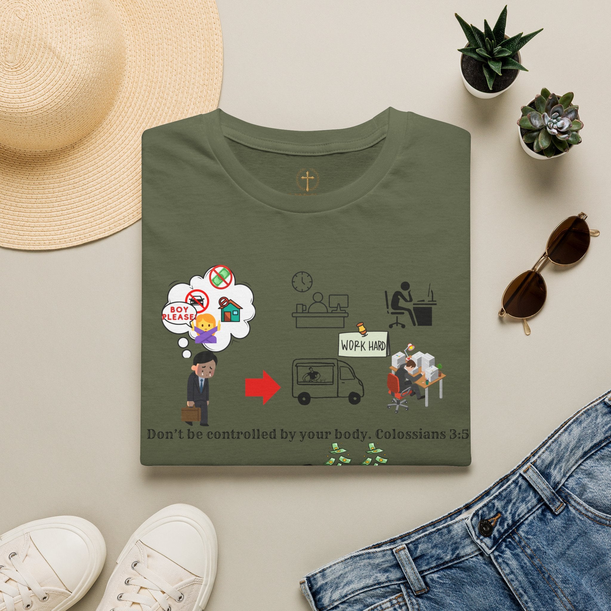 Christian Inspirational T-Shirt — Colossians 3:5 Faith Message
