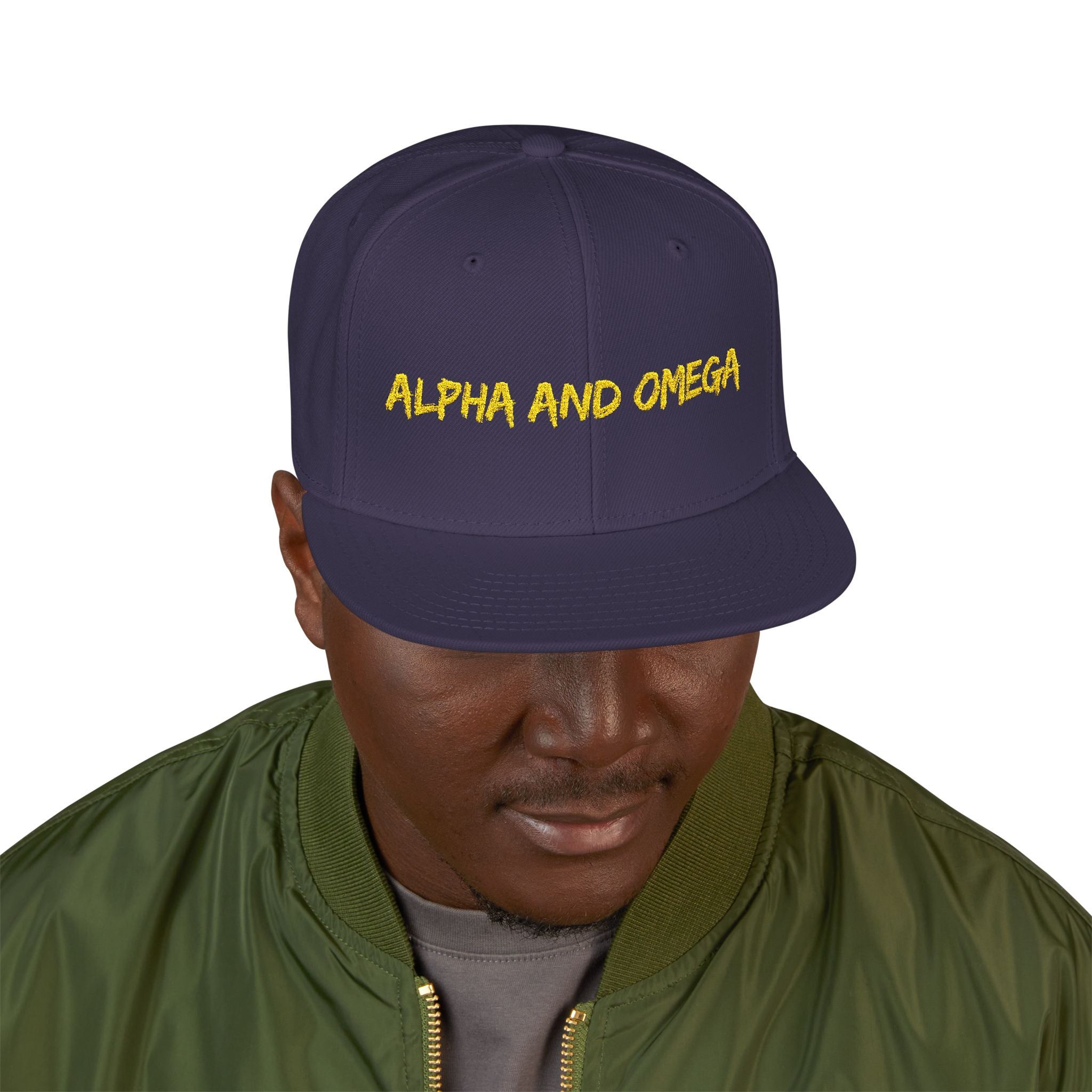 Embroidered "Alpha and Omega" Snapback Hat - Streetwear Trucker Cap