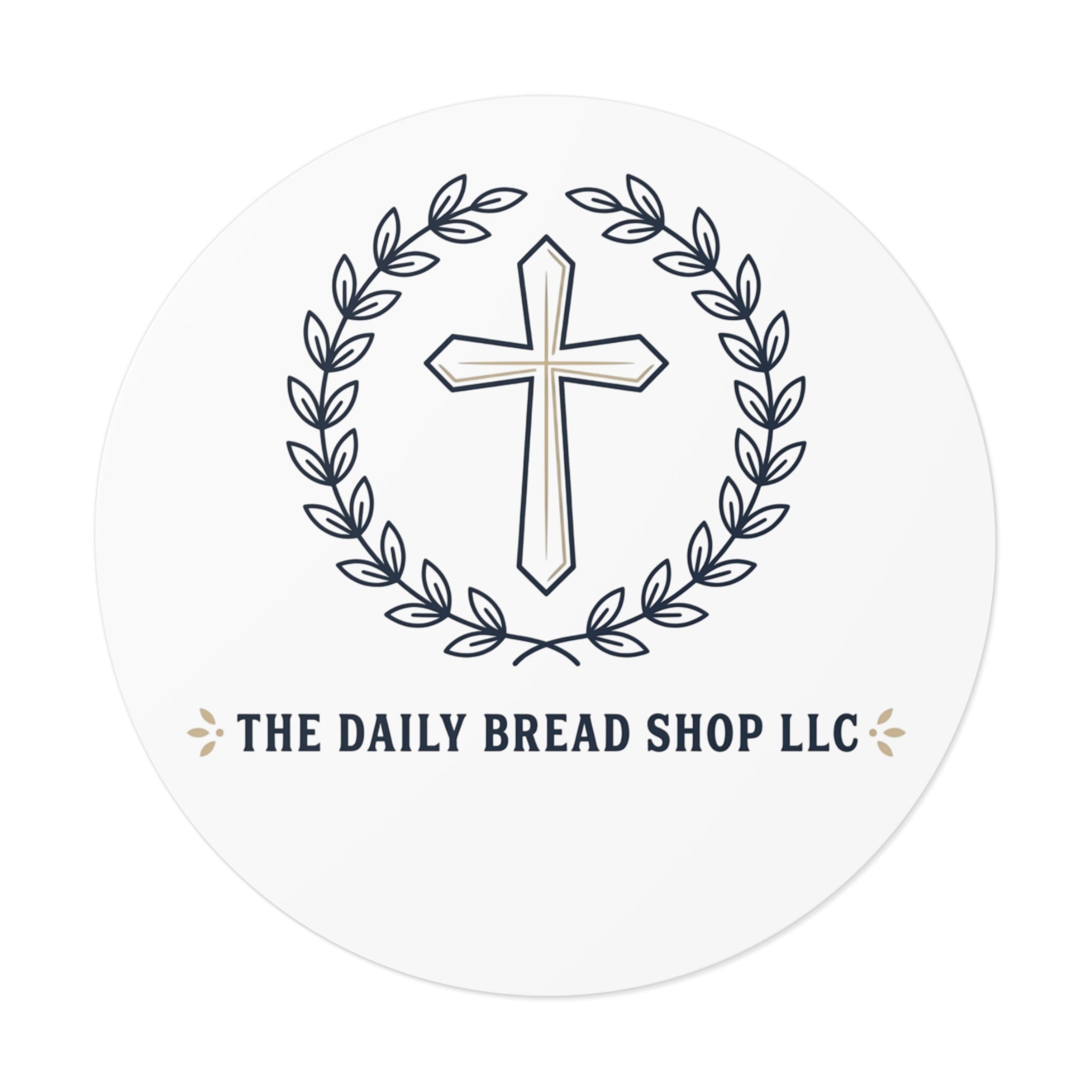 Christian Cross Logo Round Vinyl Sticker — 'The Daily Bread Shop LLC'
